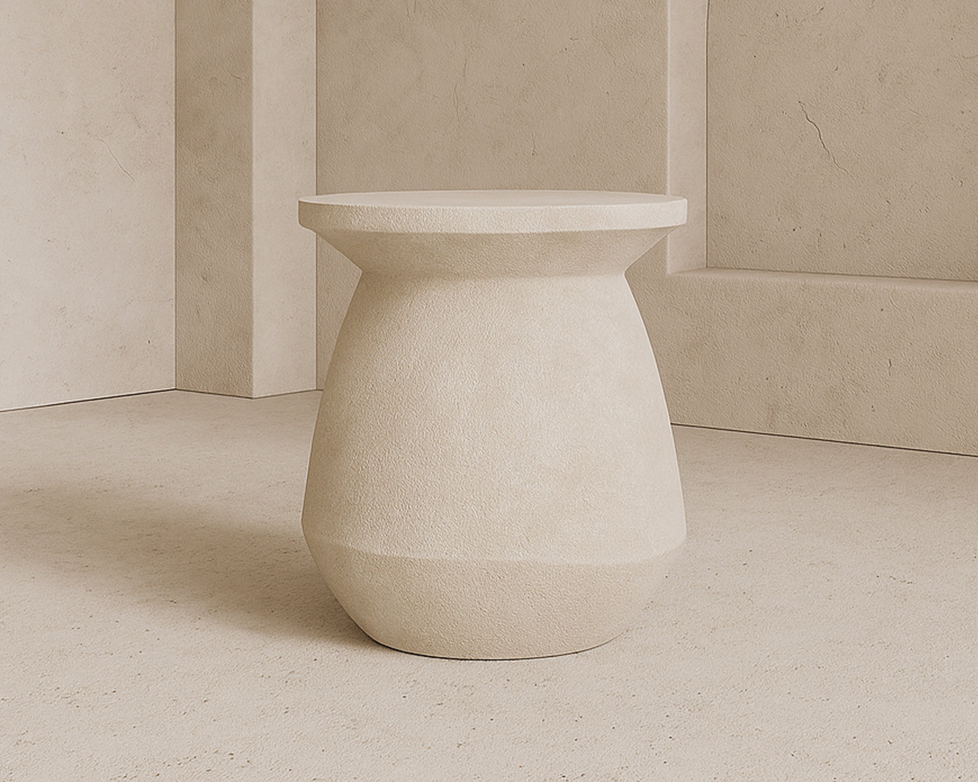 Poki Side Table  - Ivory Stucco