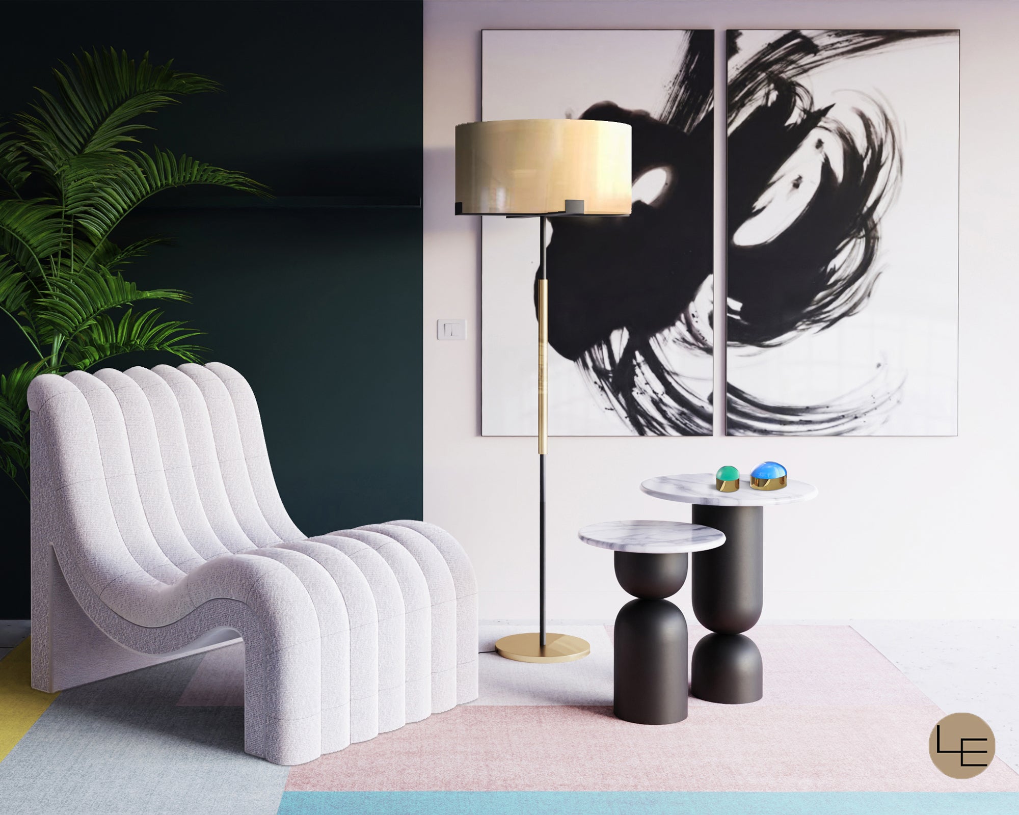 Hamilton Floor Lamp - Brushed Brass/Matt Black