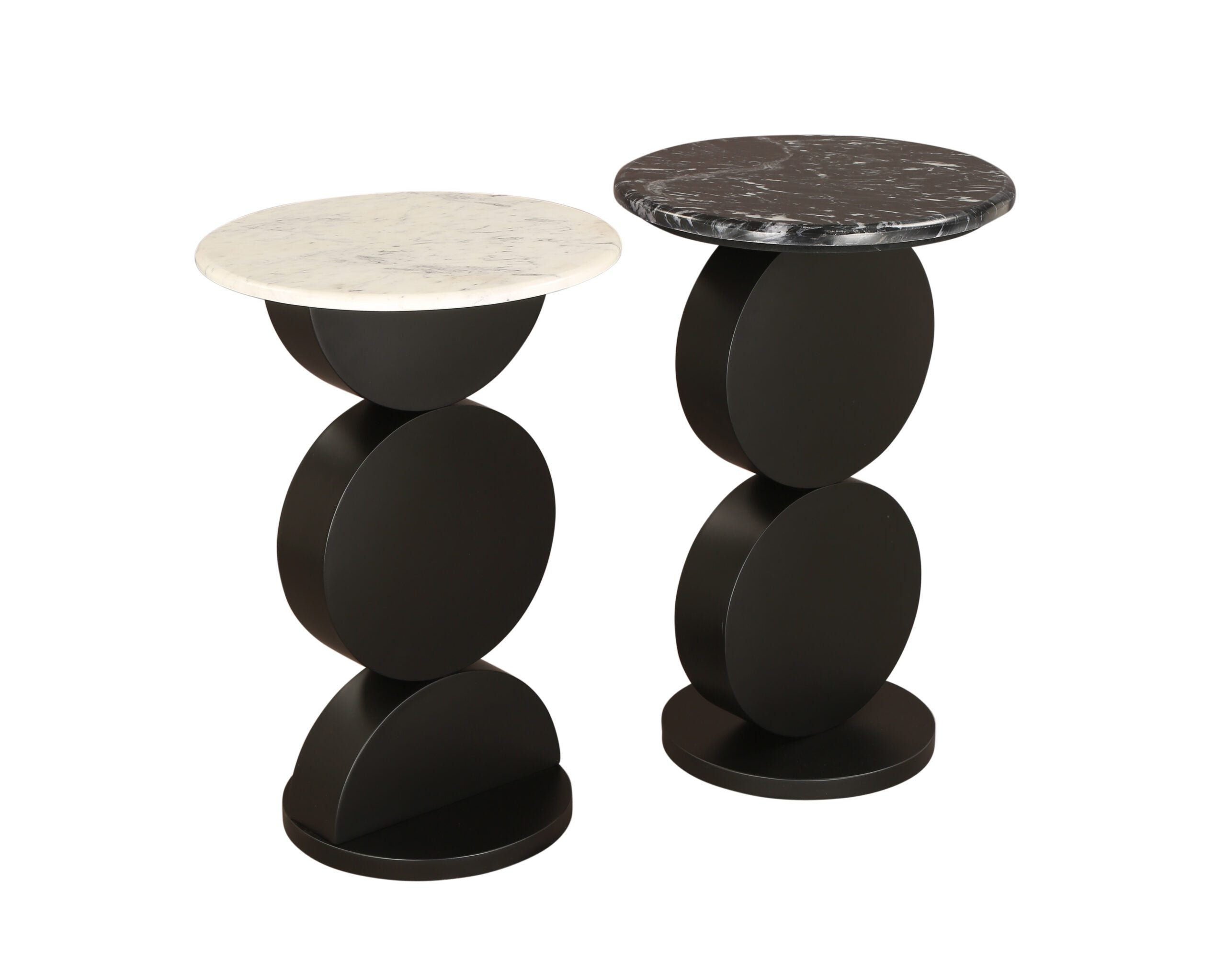 Pop 1 Side Table - Matt Black/White Marble