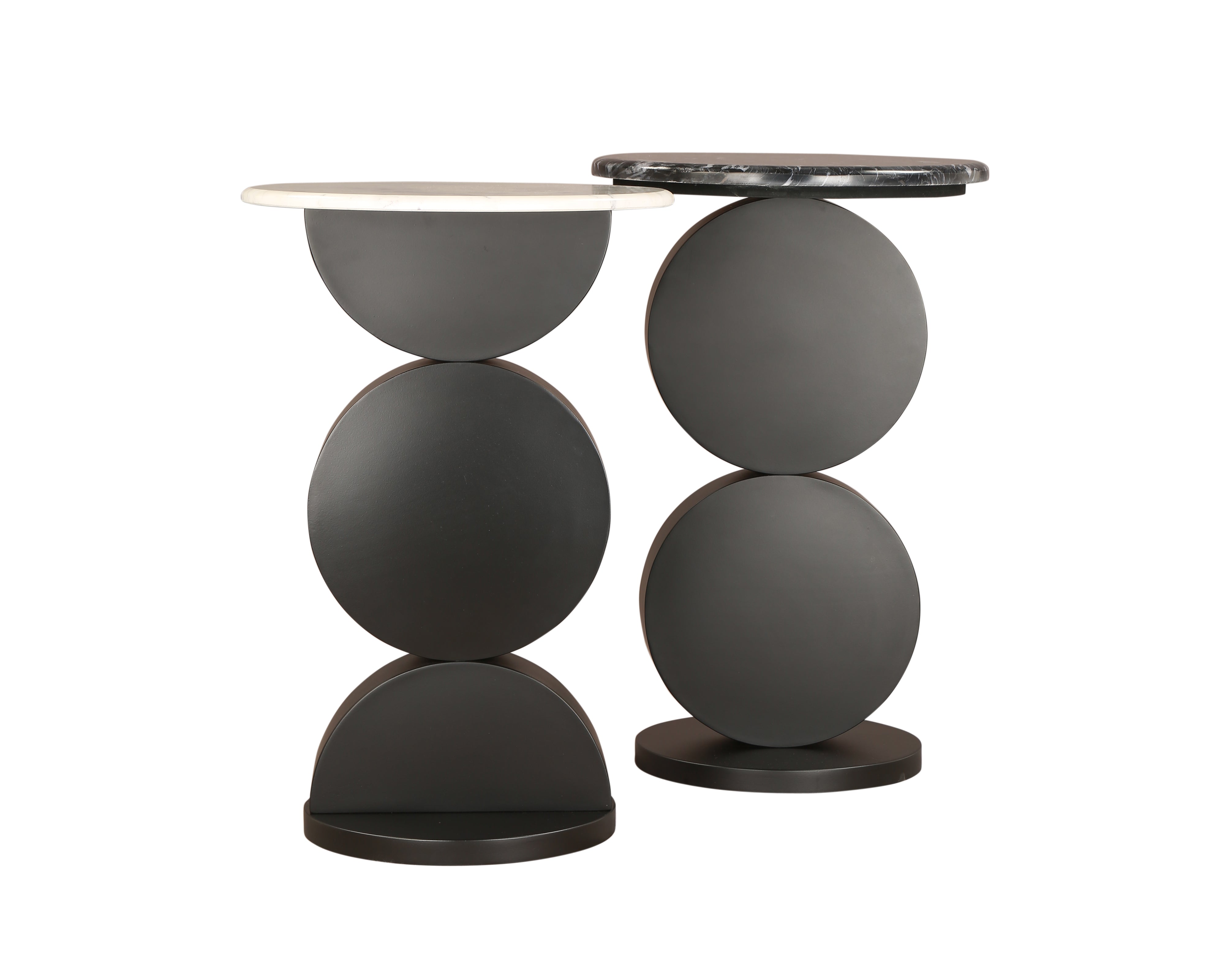 Pop 2 Side Table - Matt Black/Black Marble