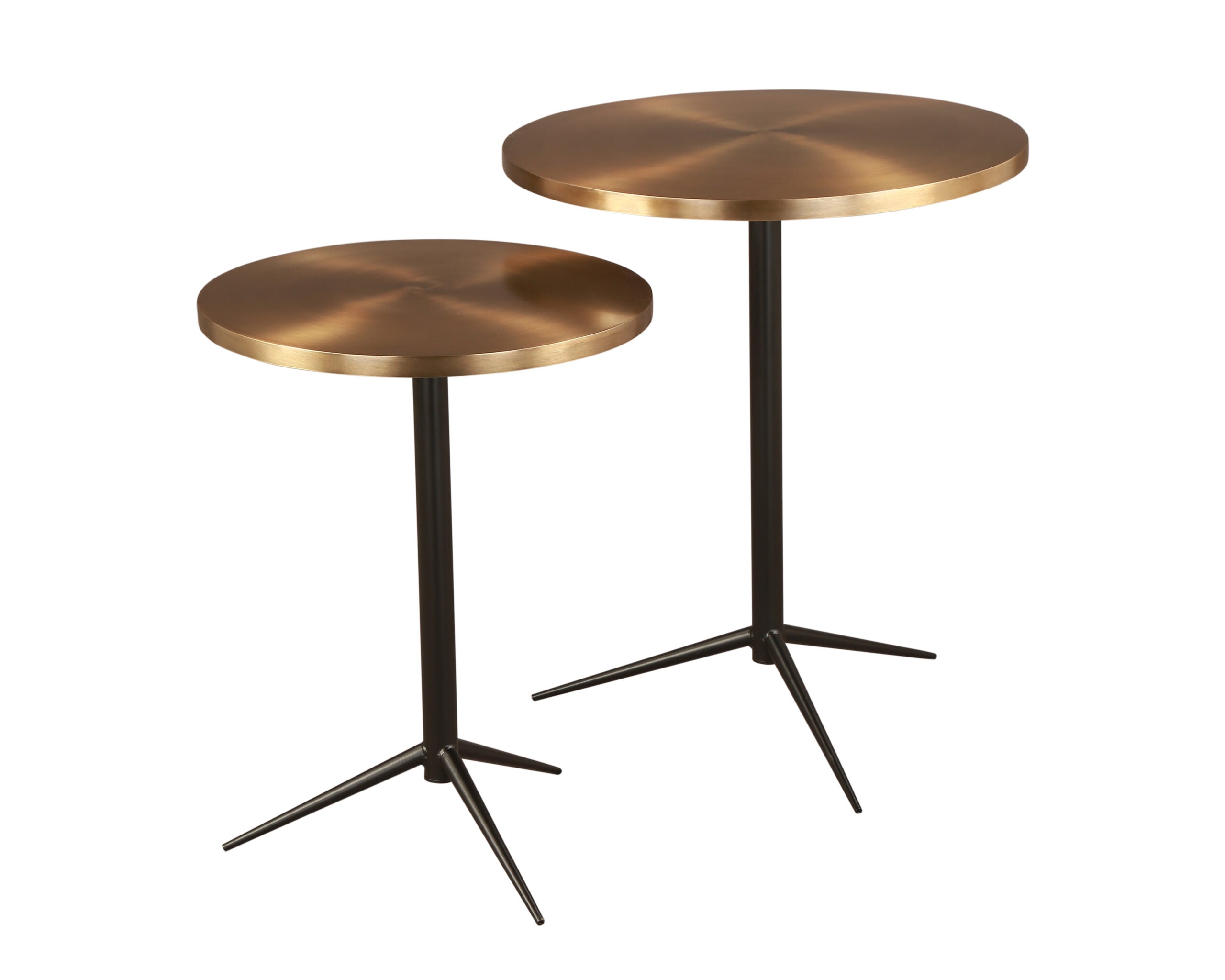Antigua Nesting Side Tables (Set of 2) - Matt Black and Brushed brass