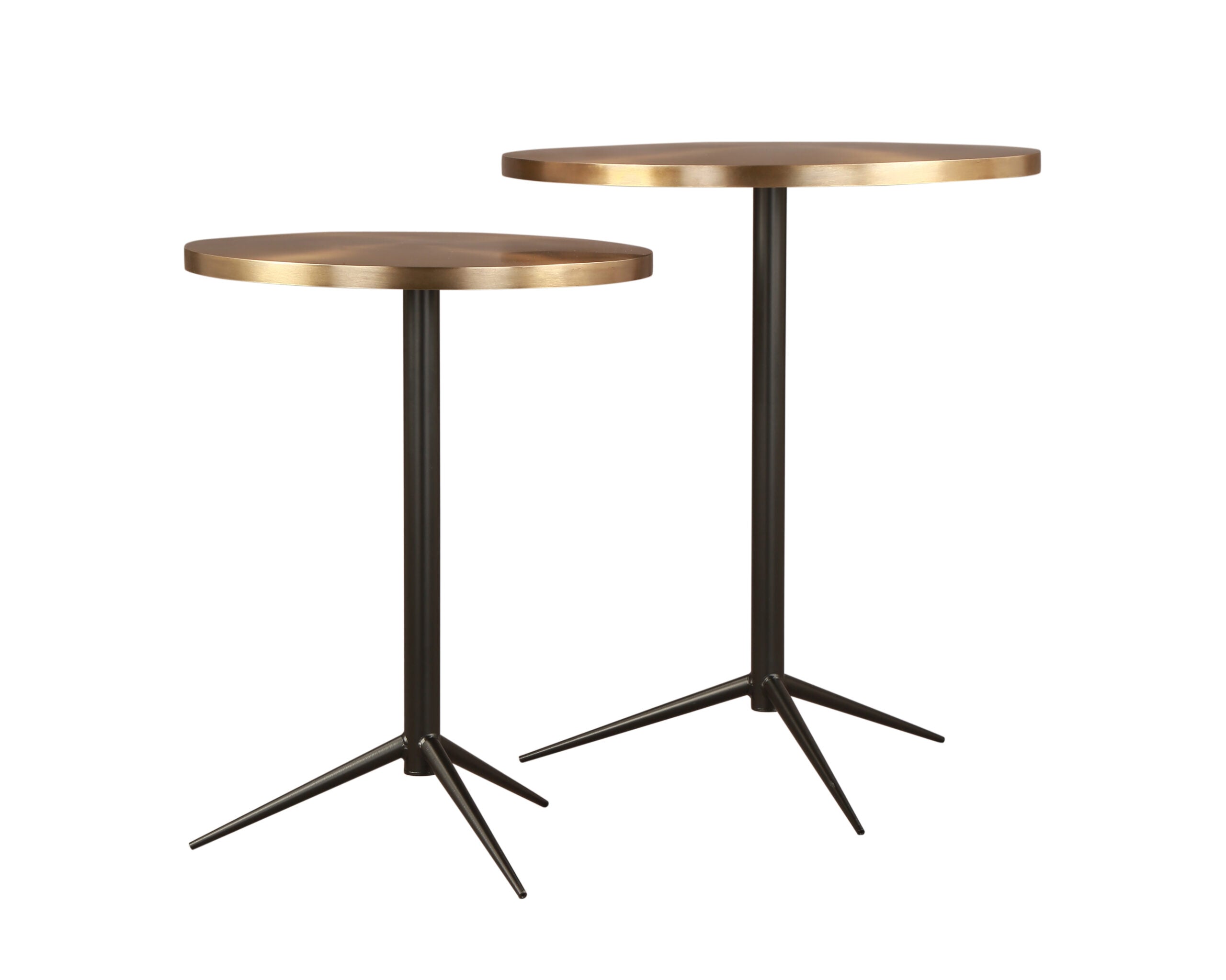 Antigua Nesting Side Tables (Set of 2) - Matt Black and Brushed brass