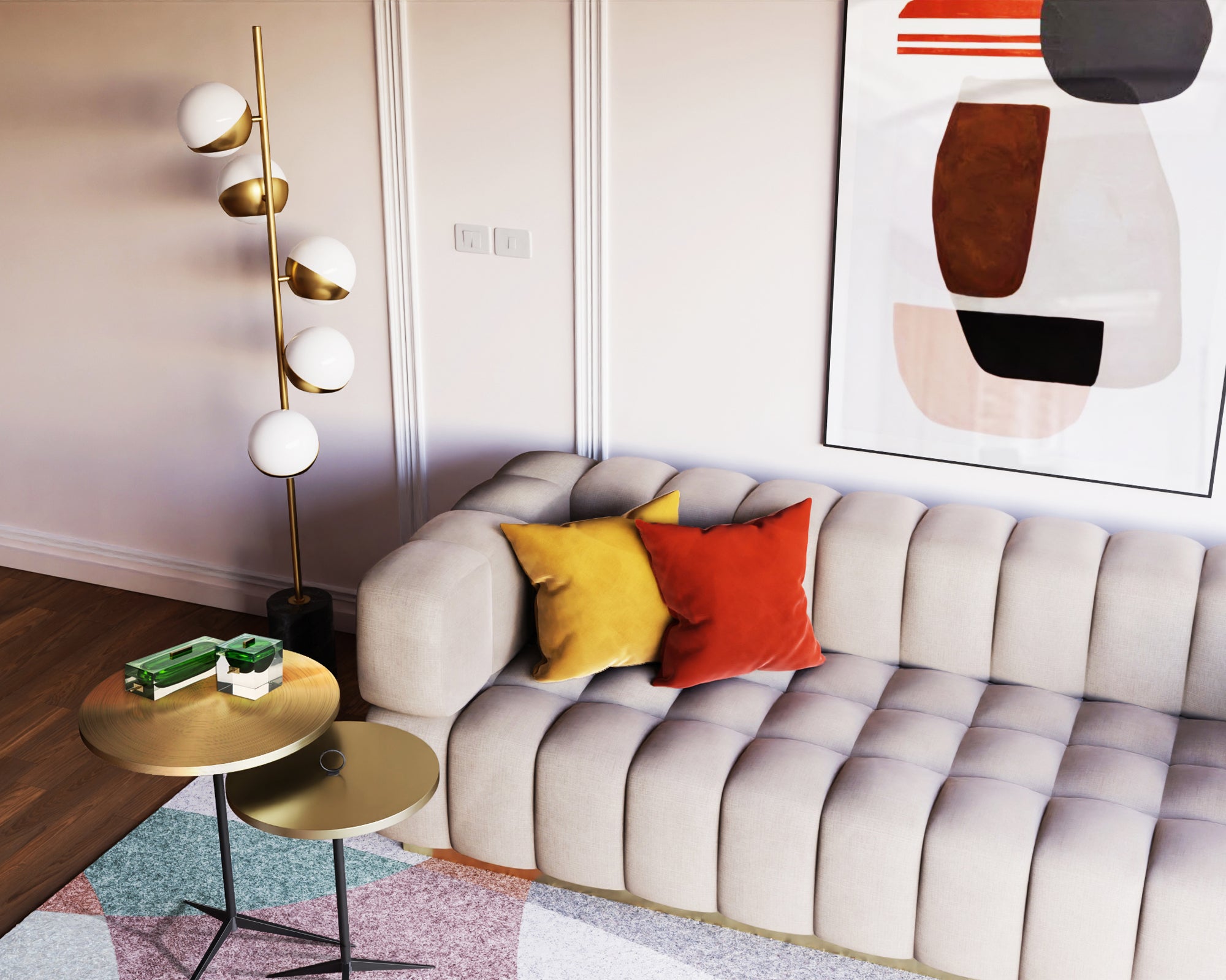 Antigua Nesting Side Tables (Set of 2) - Matt Black and Brushed brass