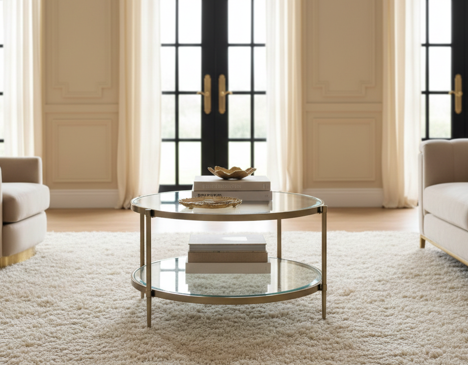 Adlon Coffee Table - Brushed Brass/Clear Glass