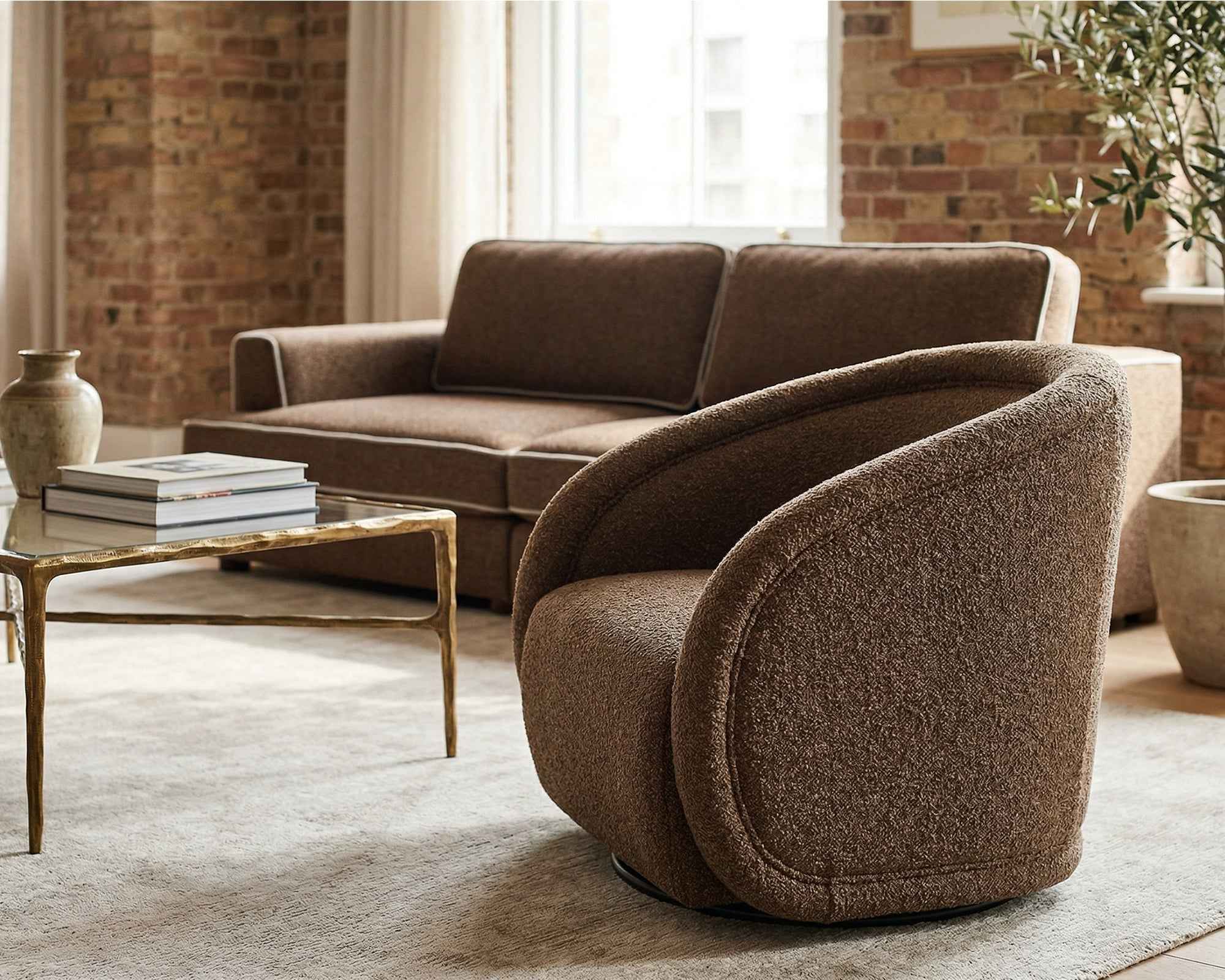Alice Swivel Occasional Chair - Capella Fennel Seed | Matt Black Metal (Crib 5)