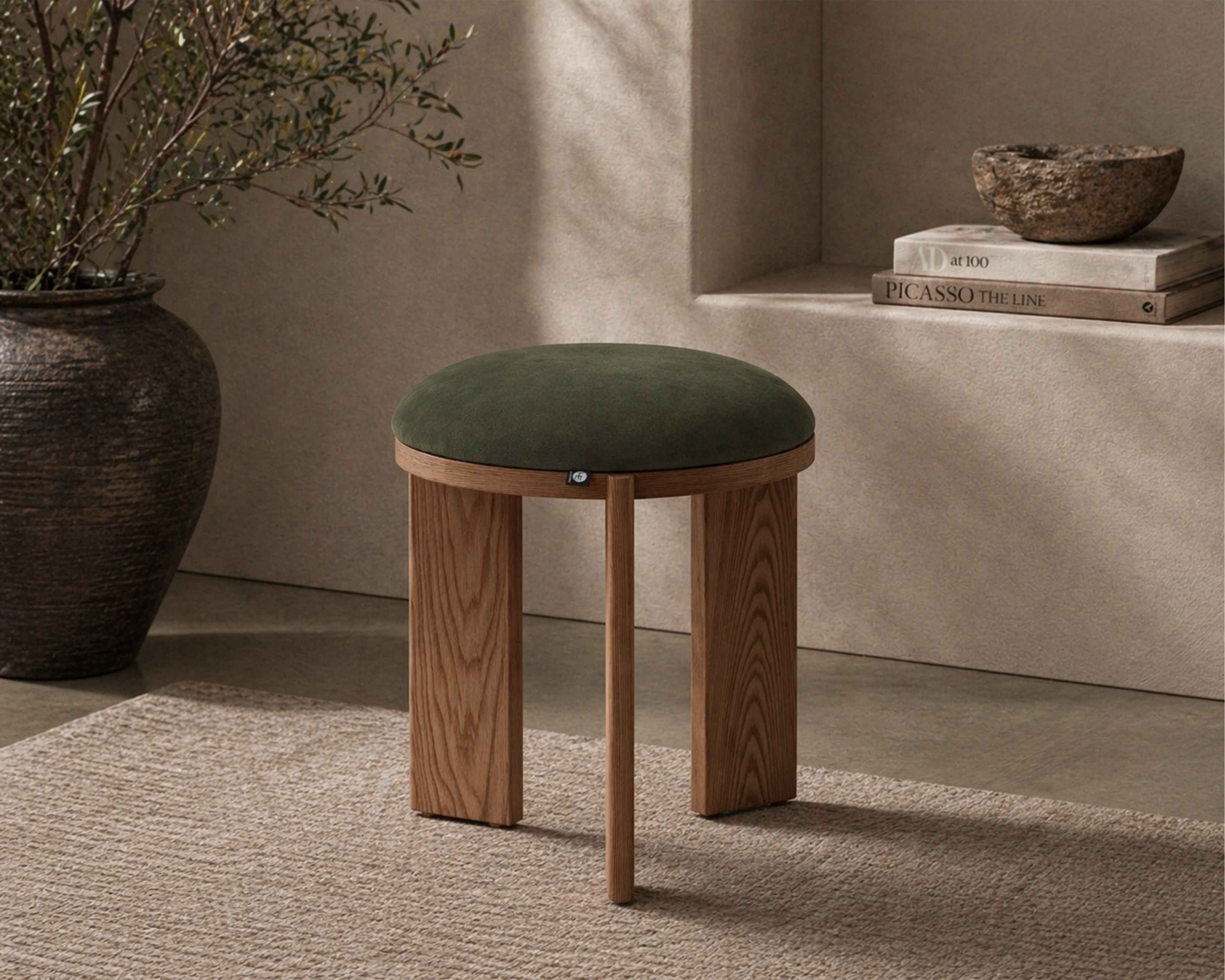 Lia Foot Stool - (Crib 5) Hopper Moss & Brushed Brown