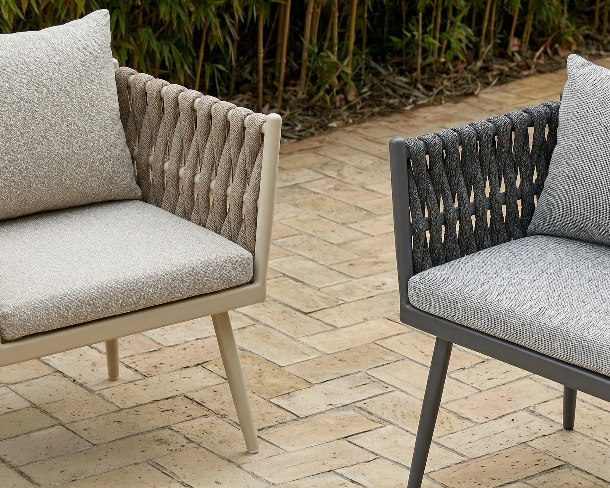 Charly Outdoor Dining Chair - (Crib 5) Forest Beige & Warm Ivory