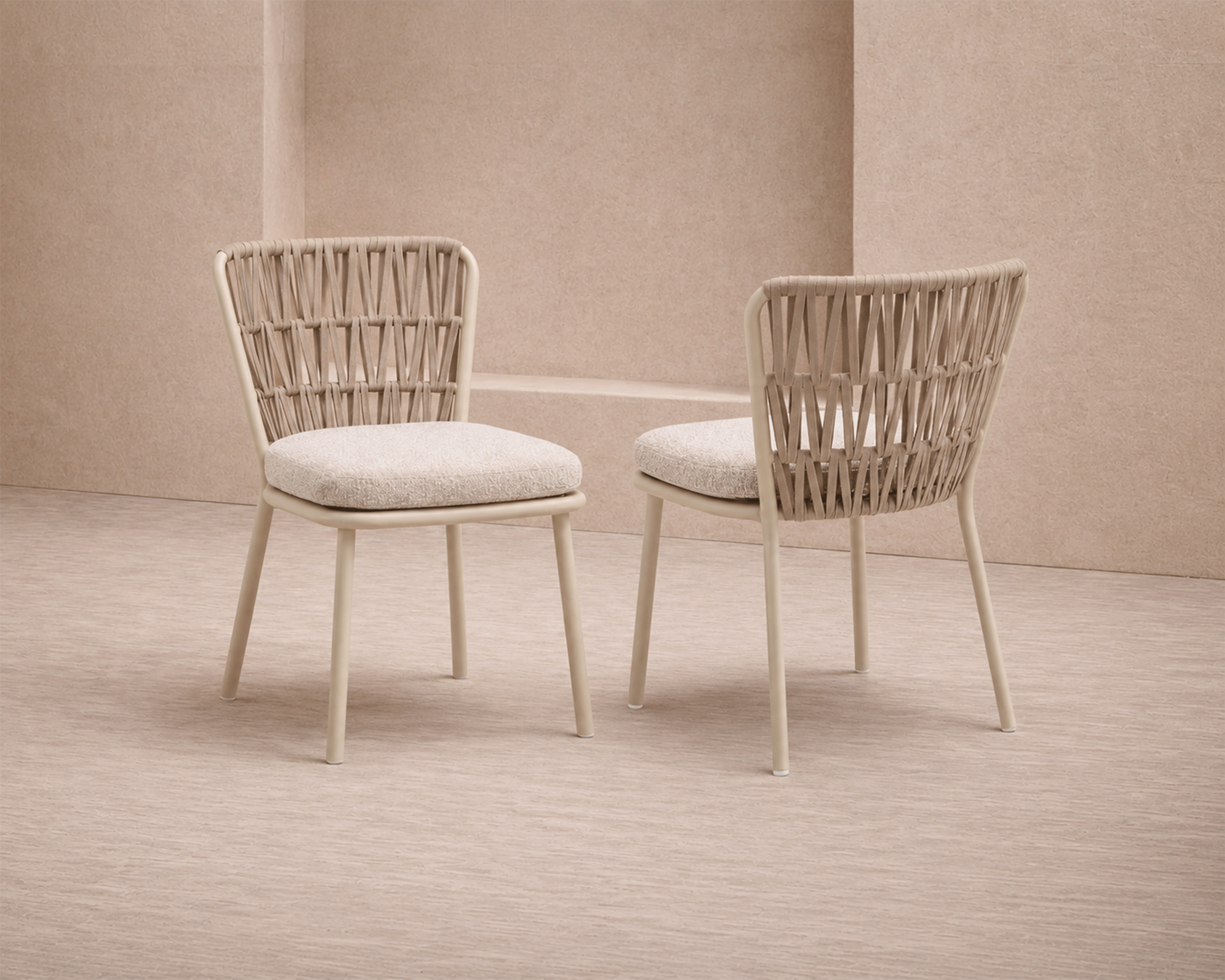 Ariana Outdoor Dining Chair (set of 2) - (Crib 5) Forest Beige & Warm Ivory