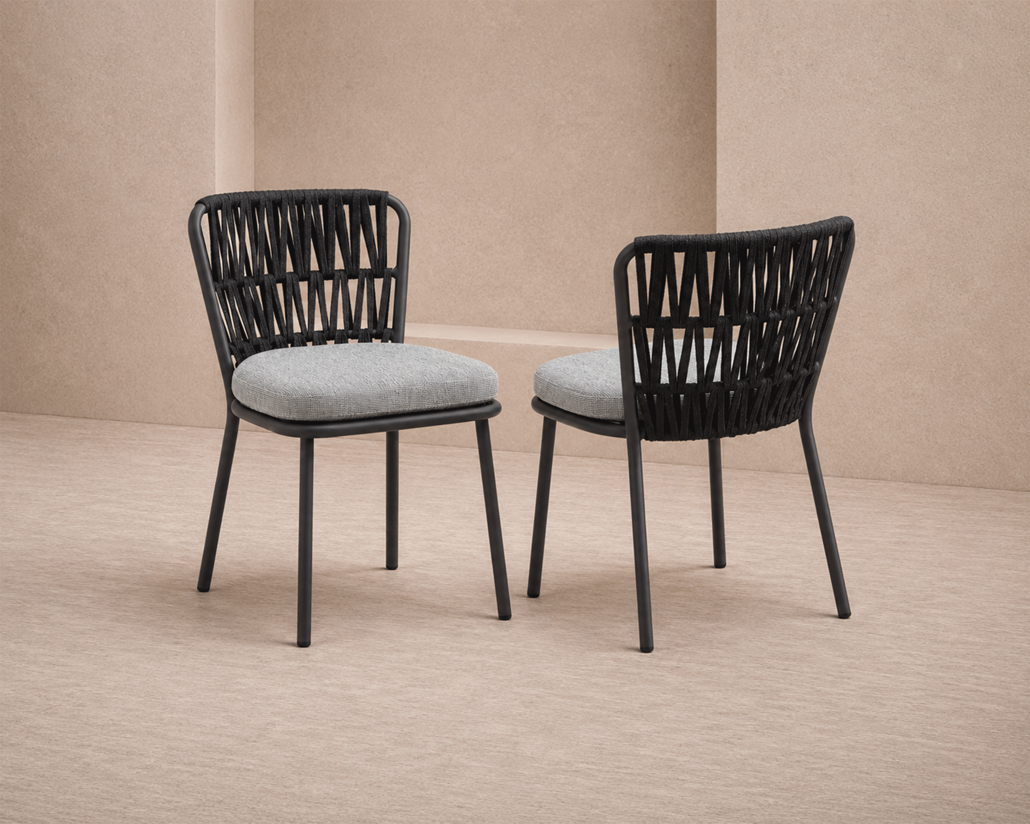 Ariana Outdoor Dining Chair (set of 2) - (Crib 5) Hunter Stone and Charcoal Grey