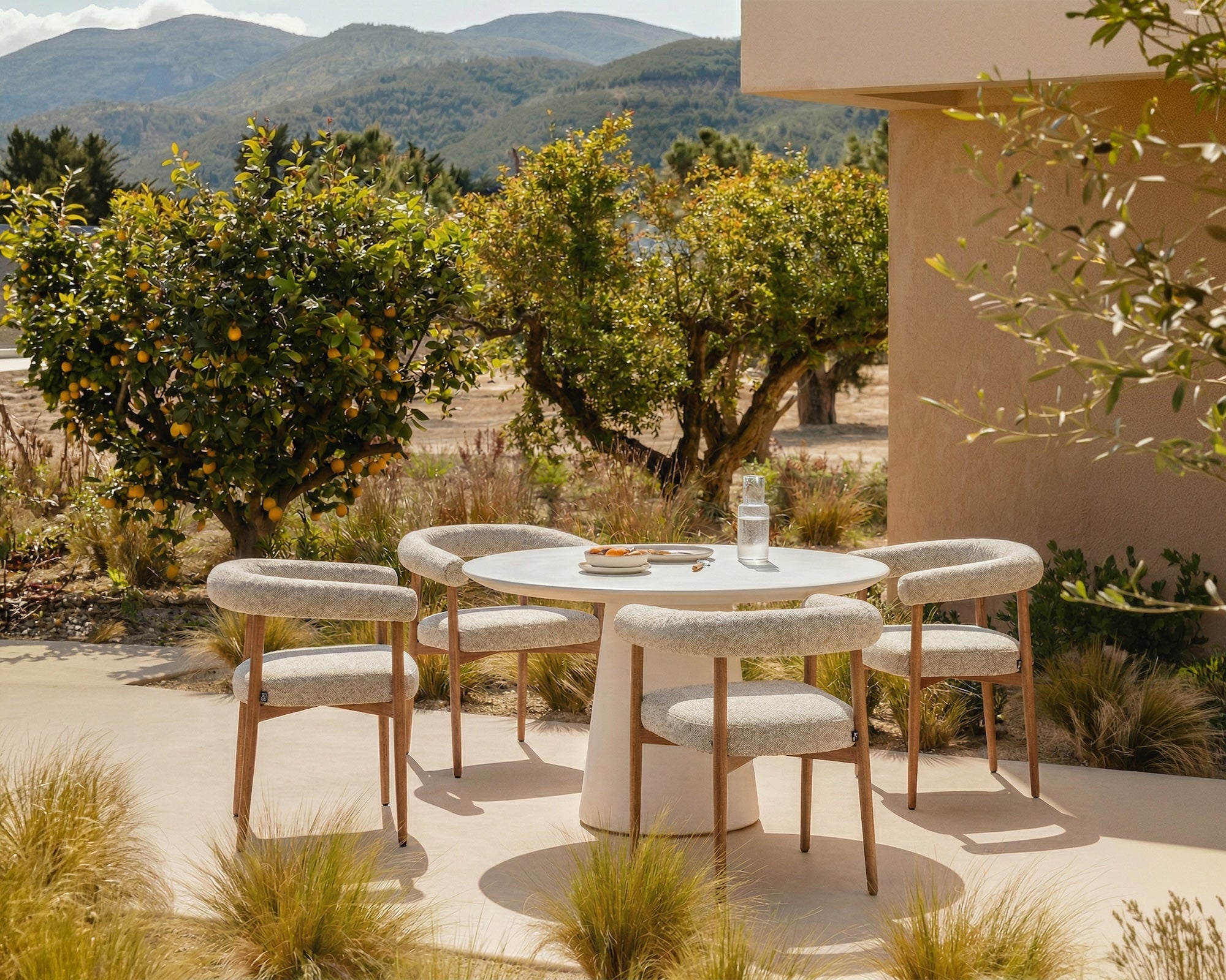 Nantes Outdoor Dining Chair - (Crib 5) Lima Beige and Walnut