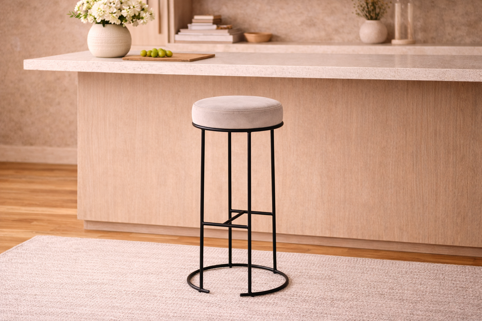 Compti Bar Stool - Kaster Light Grey