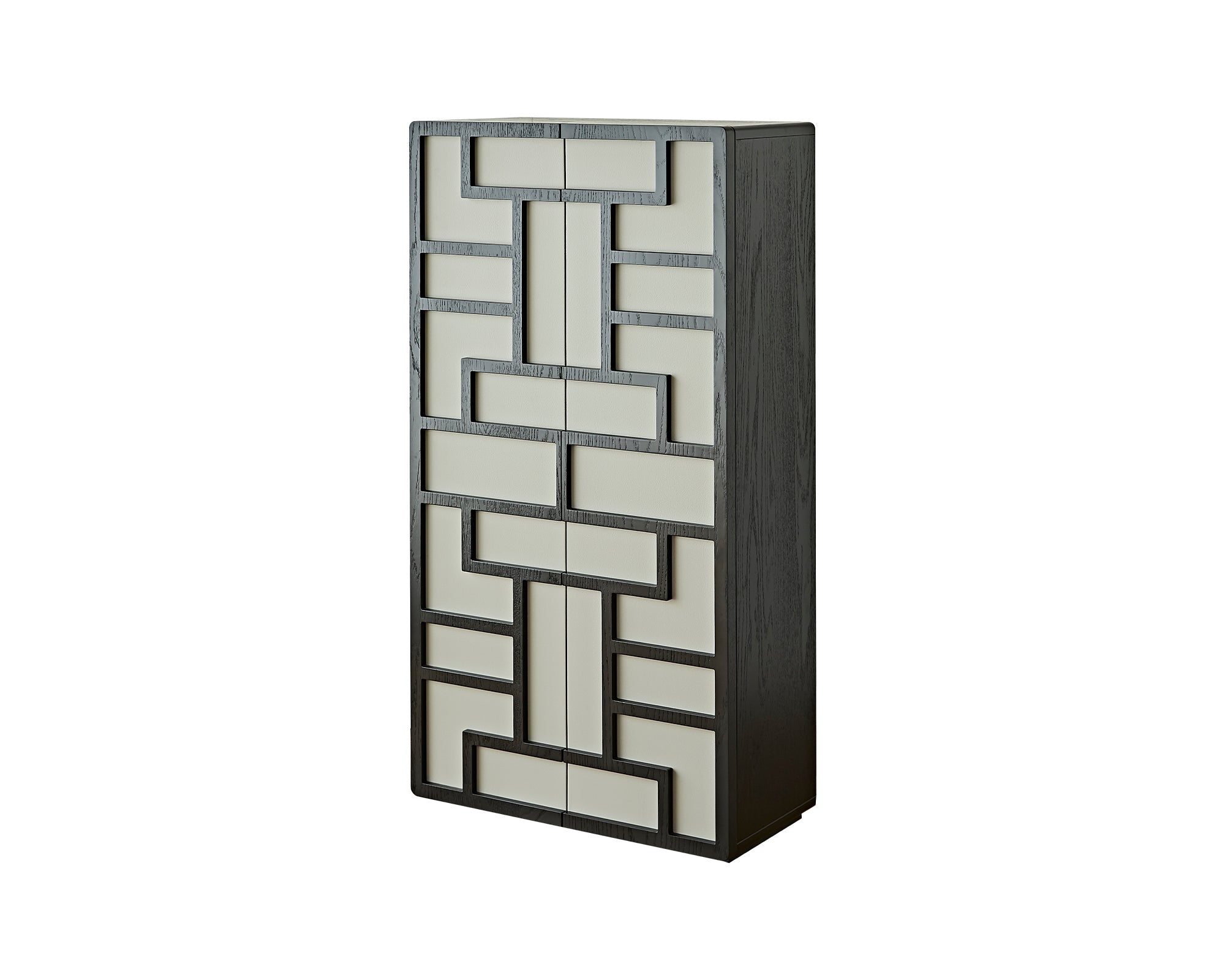 Kamako Cabinet - Grey Leather Look/Wenge
