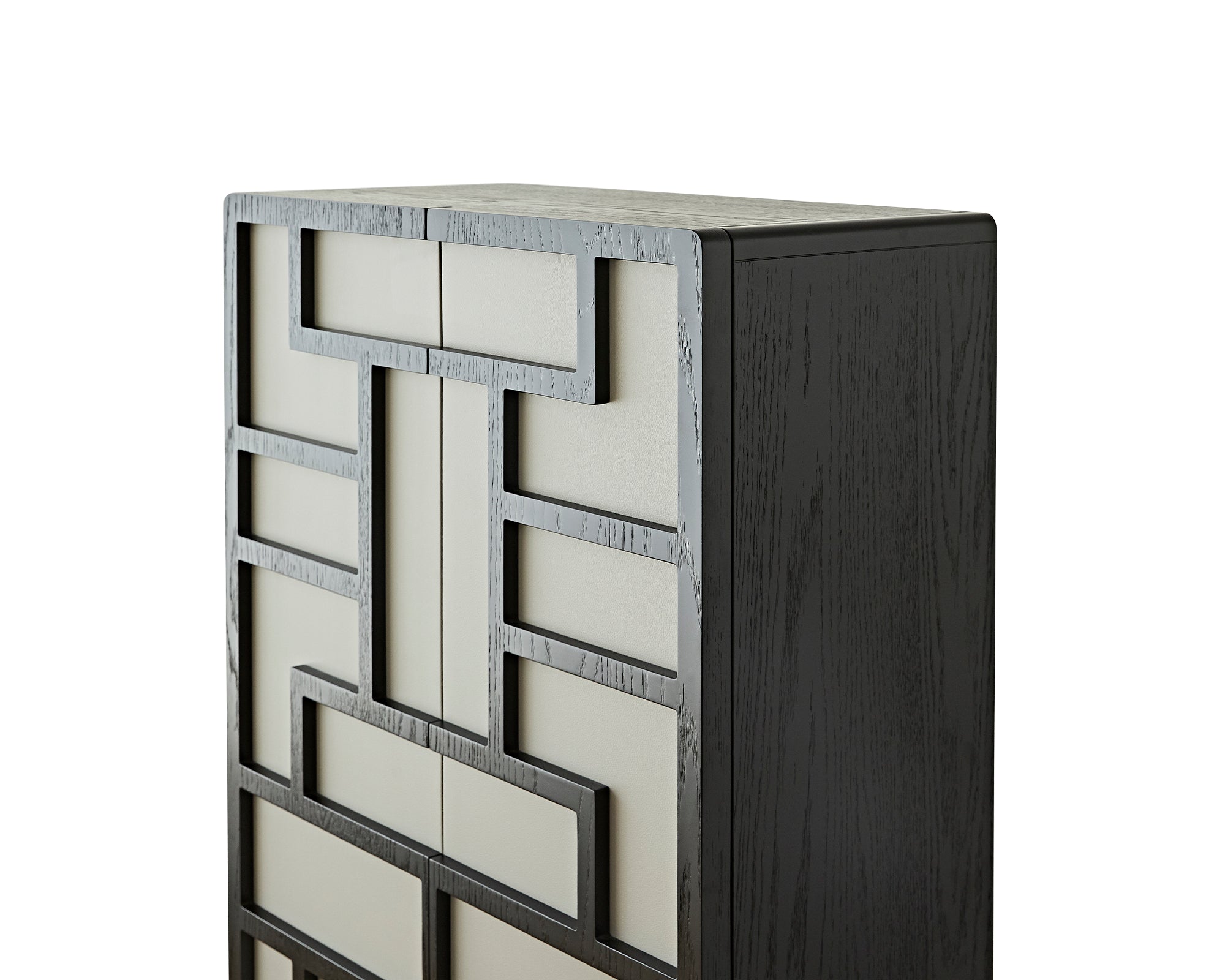 Kamako Cabinet - Grey Leather Look/Wenge