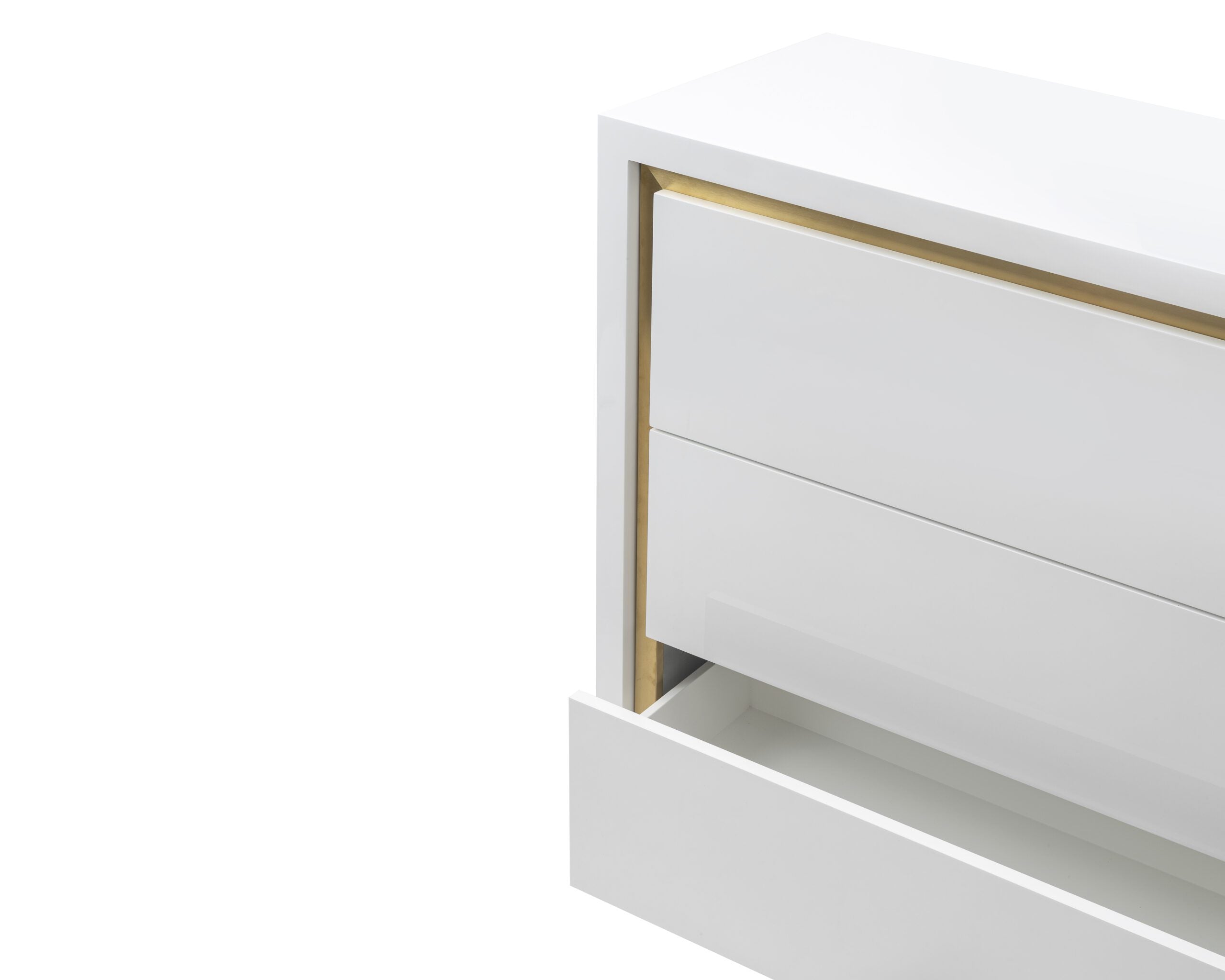 Utopia Chest of Drawer - White High Gloss/Brushed Brass