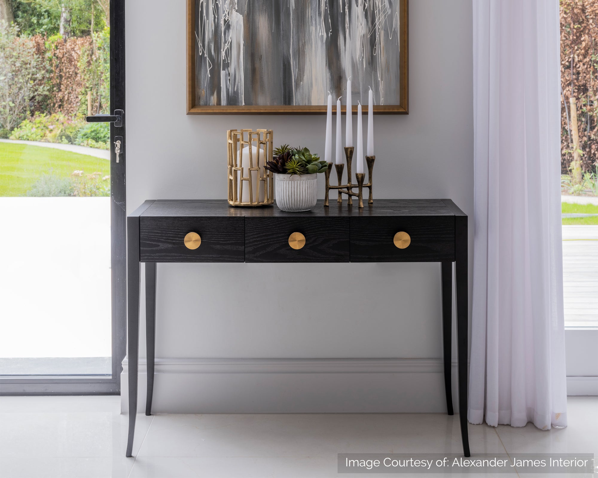 Orly Dressing Table - Wenge Oak/Gold