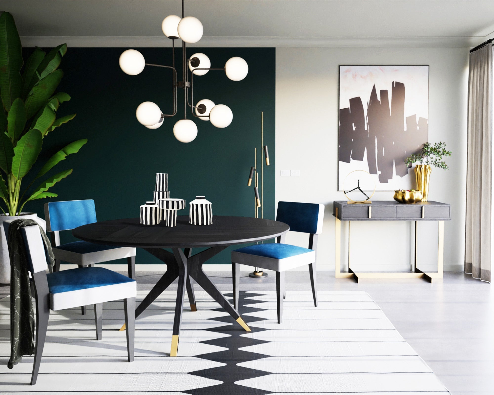 Anthology Dining Table D1500 - Wenge/Polished Brass