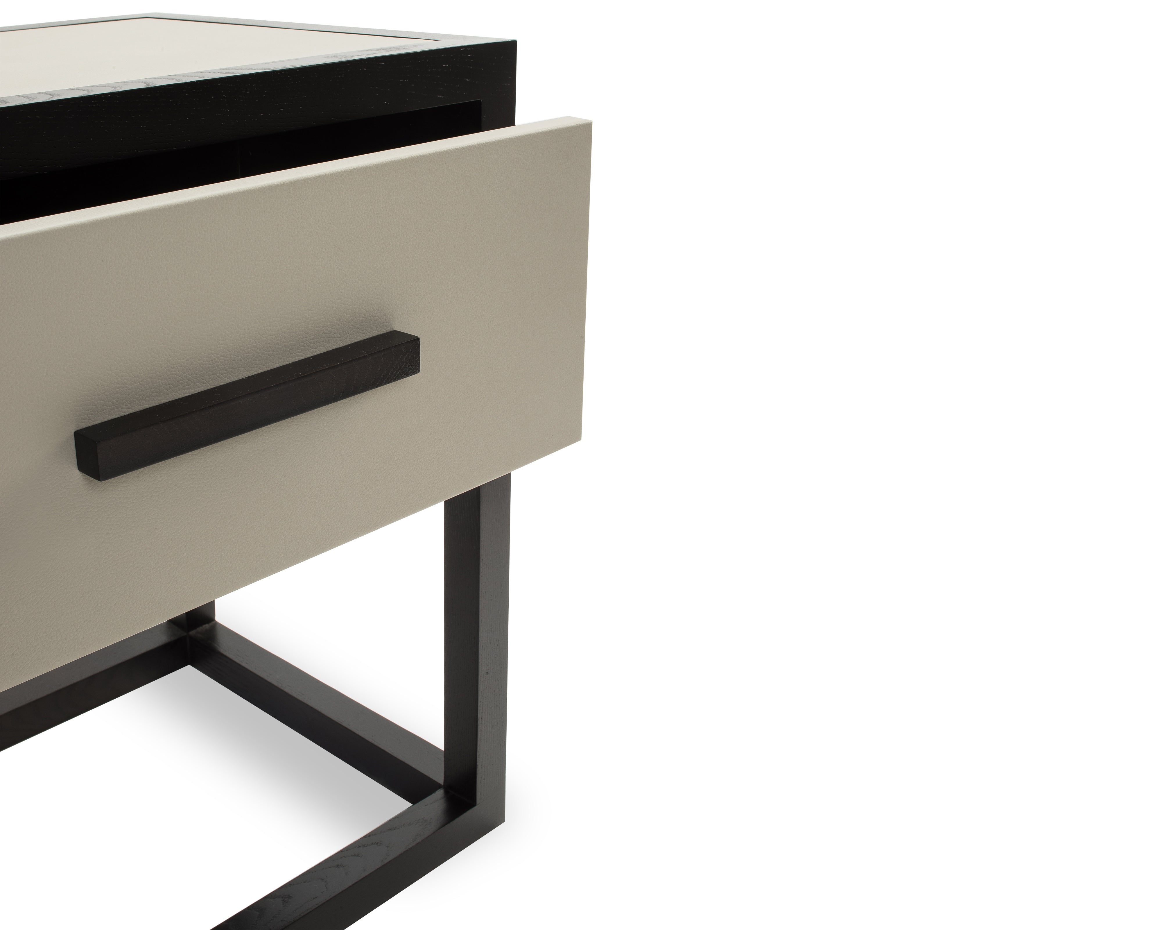 Roux Bedside Table - Taupe/Wenge