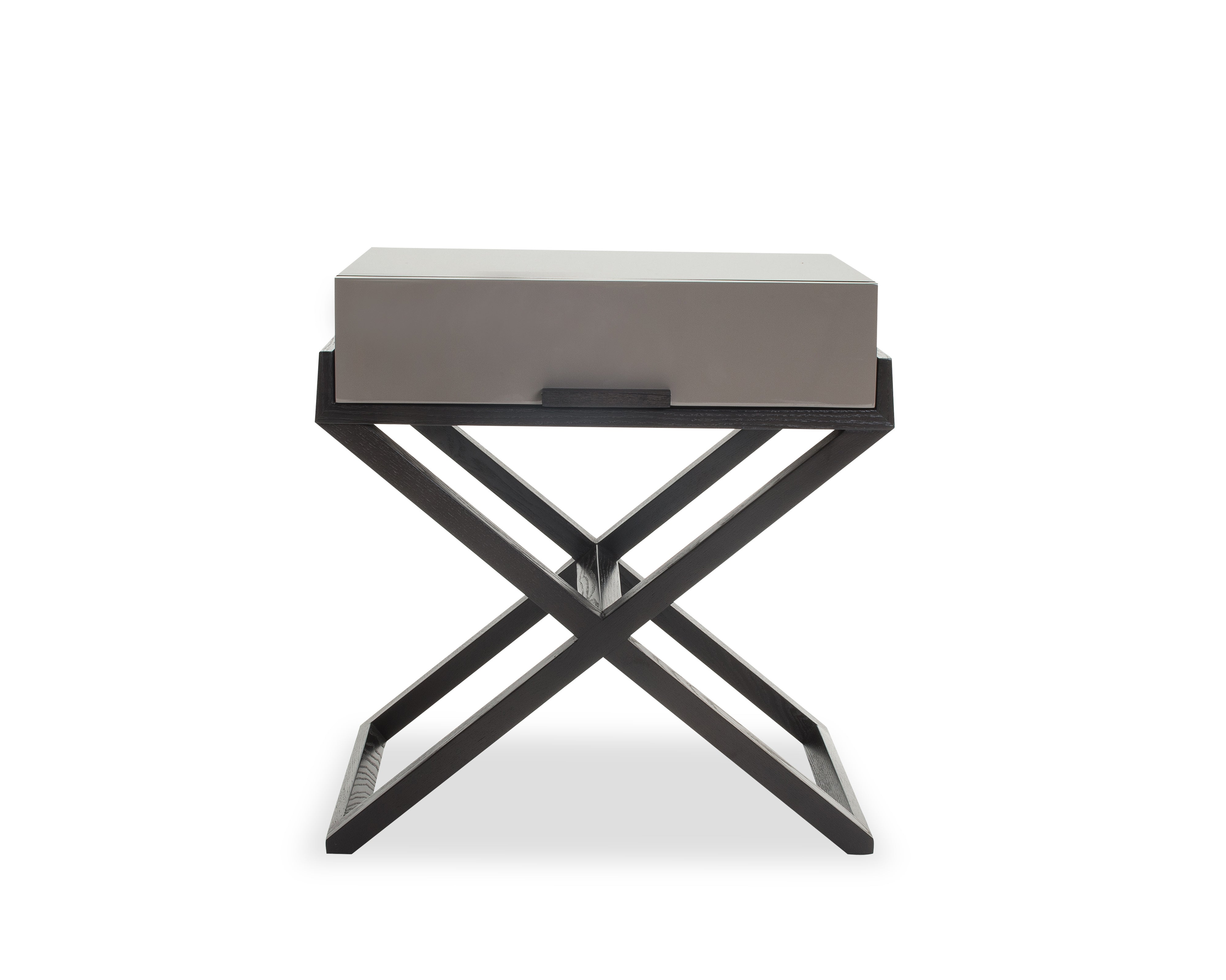 Boston Bedside Table  - Taupe High Gloss /Wenge