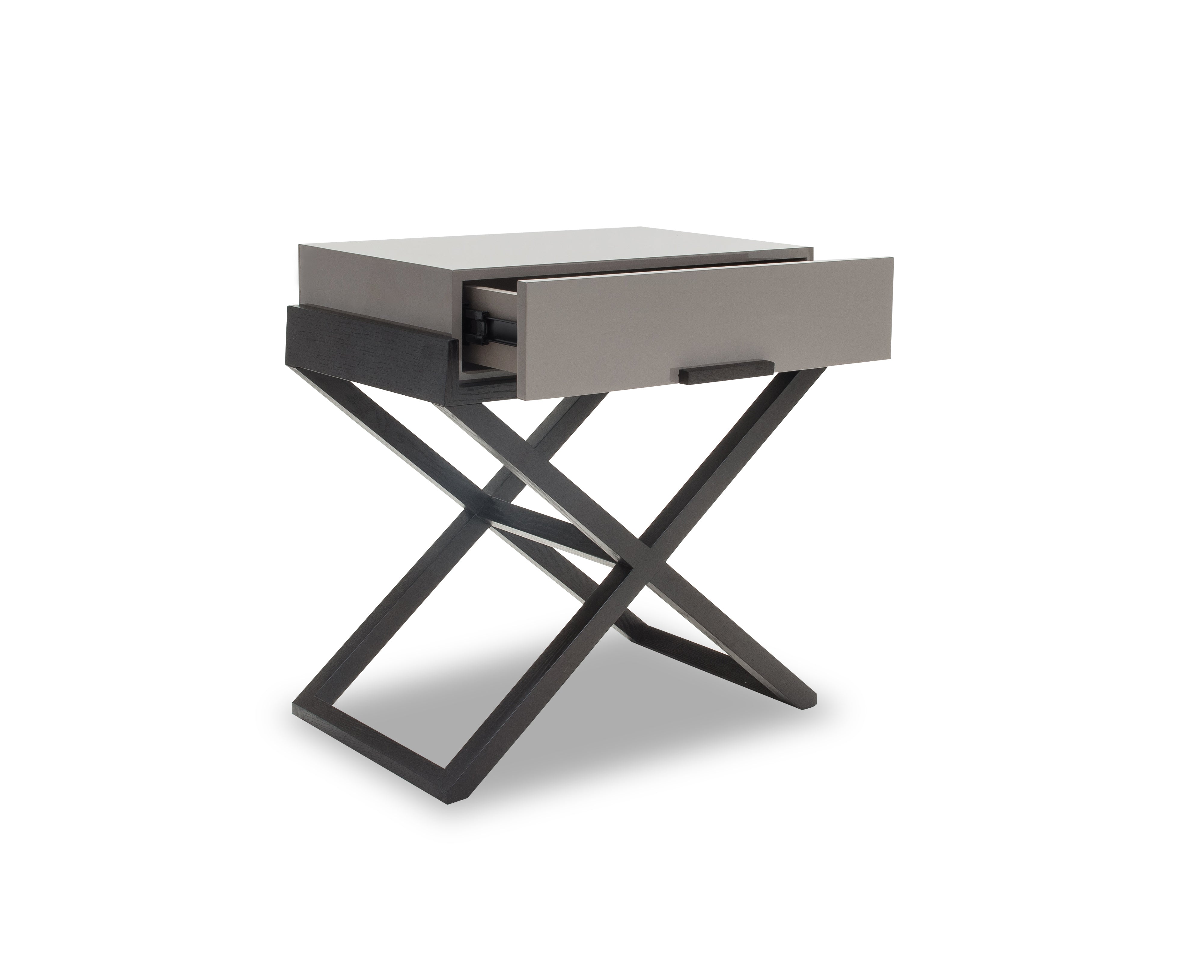Boston Bedside Table  - Taupe High Gloss /Wenge