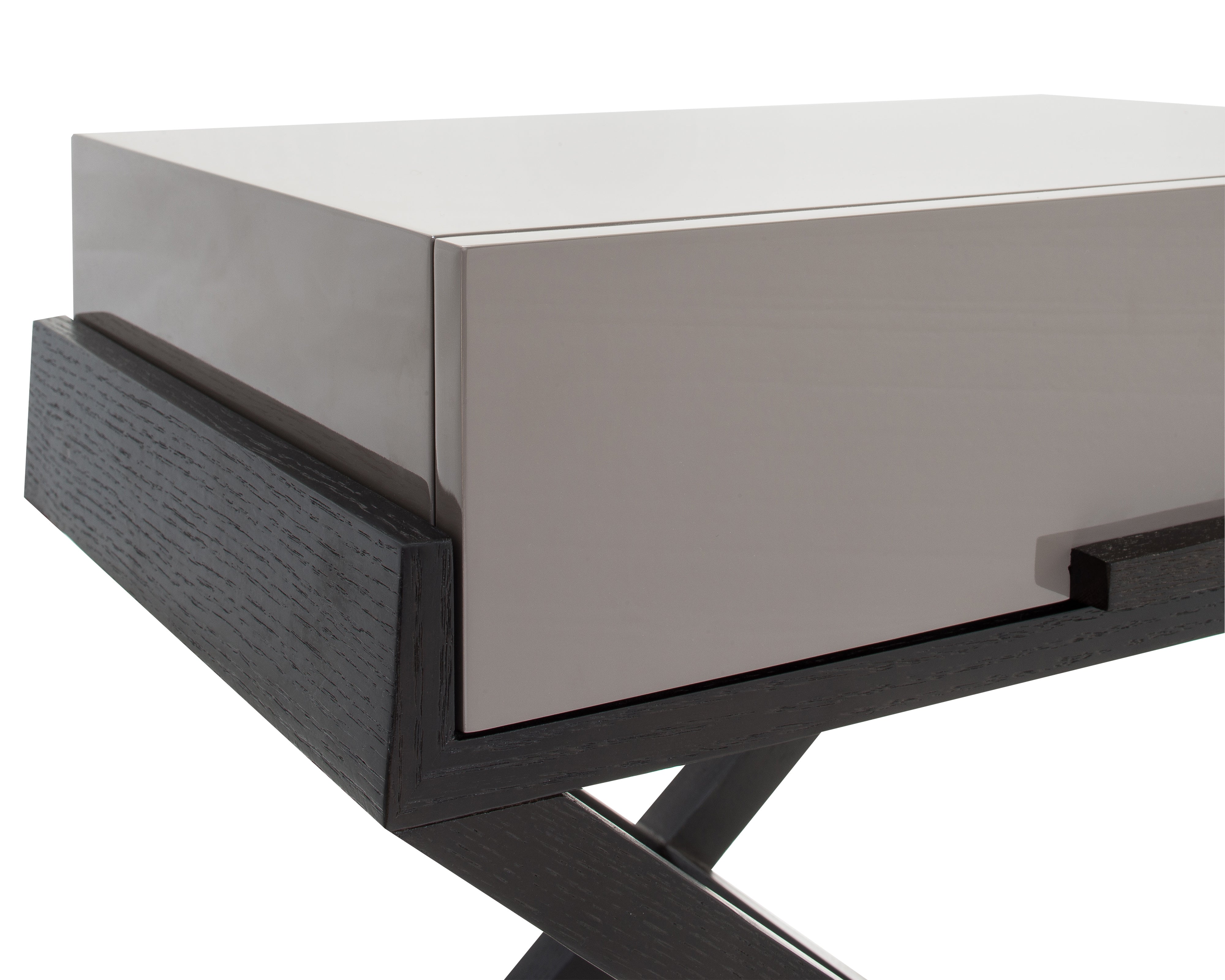 Boston Bedside Table  - Taupe High Gloss /Wenge