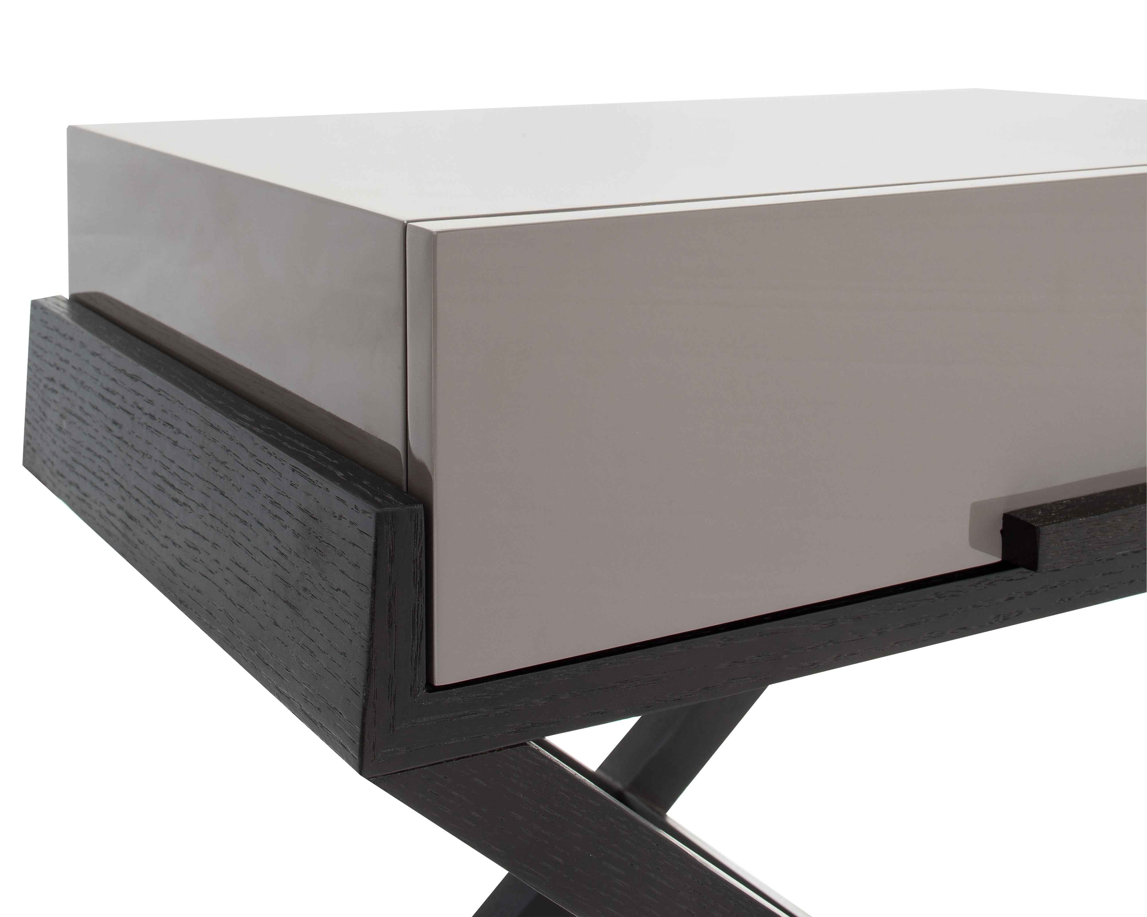 Boston Bedside Table - Taupe High Gloss