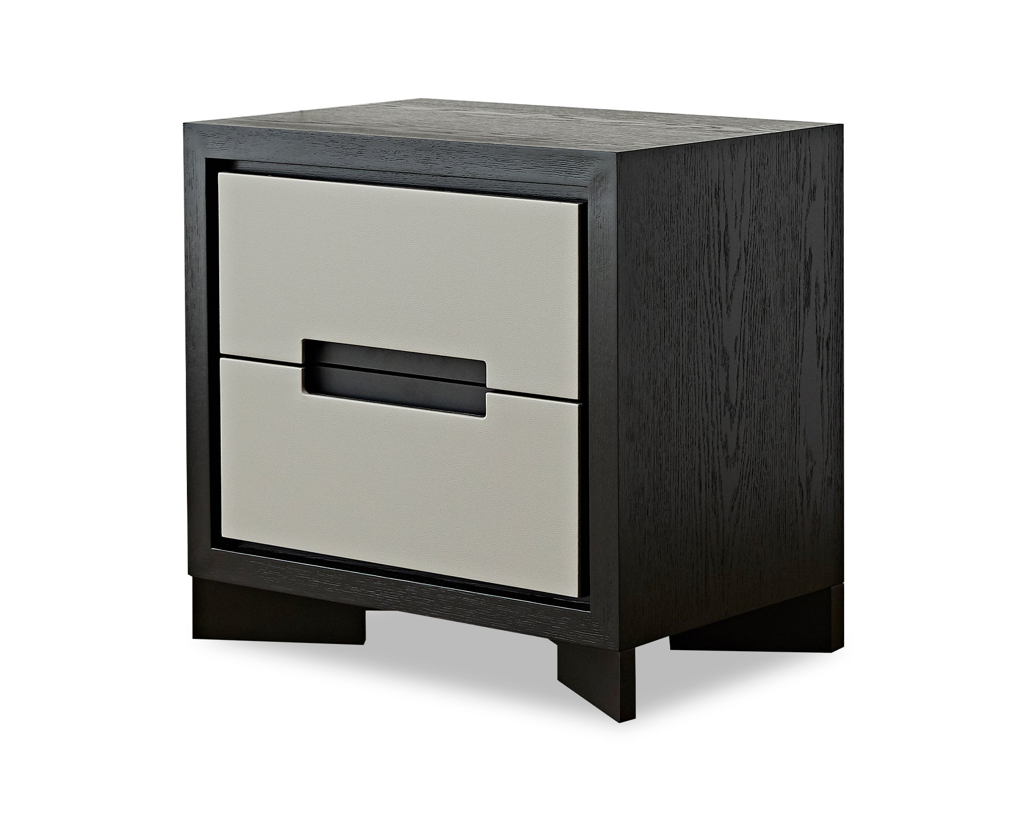 Ardel Bedside Table  - Grey Leather Look/Wenge