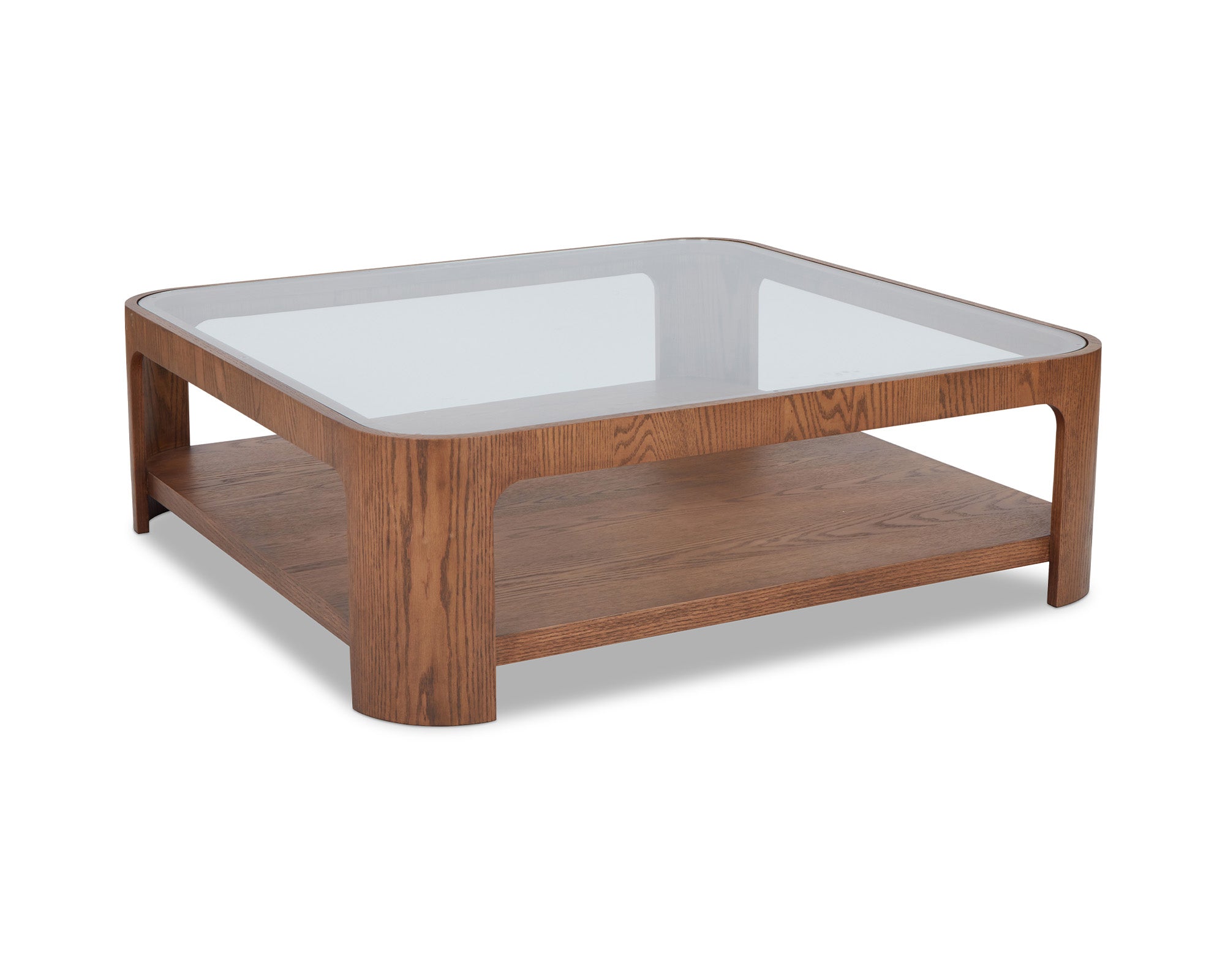 Espiga Coffee Table - Brushed Brown and Clear Glass