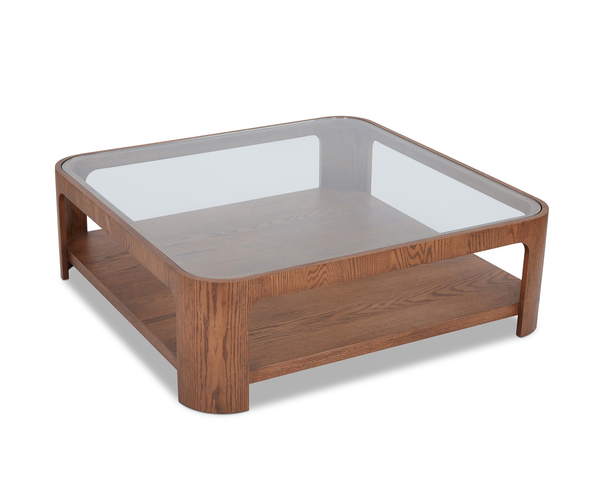 Espiga Coffee Table - Brushed Brown and Clear Glass