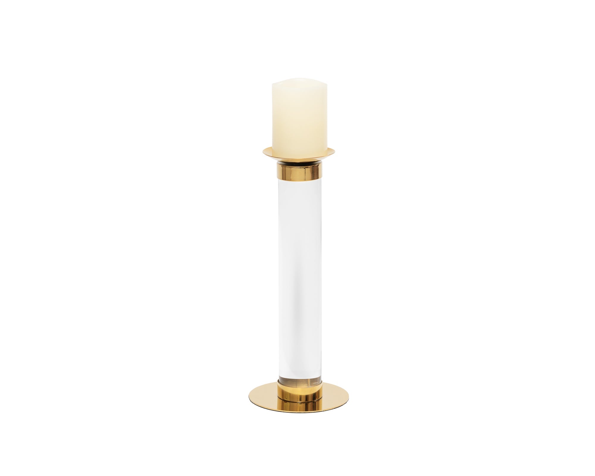 Pillar Candle Holder (Large) - Polished Brass Finish and Acrylic