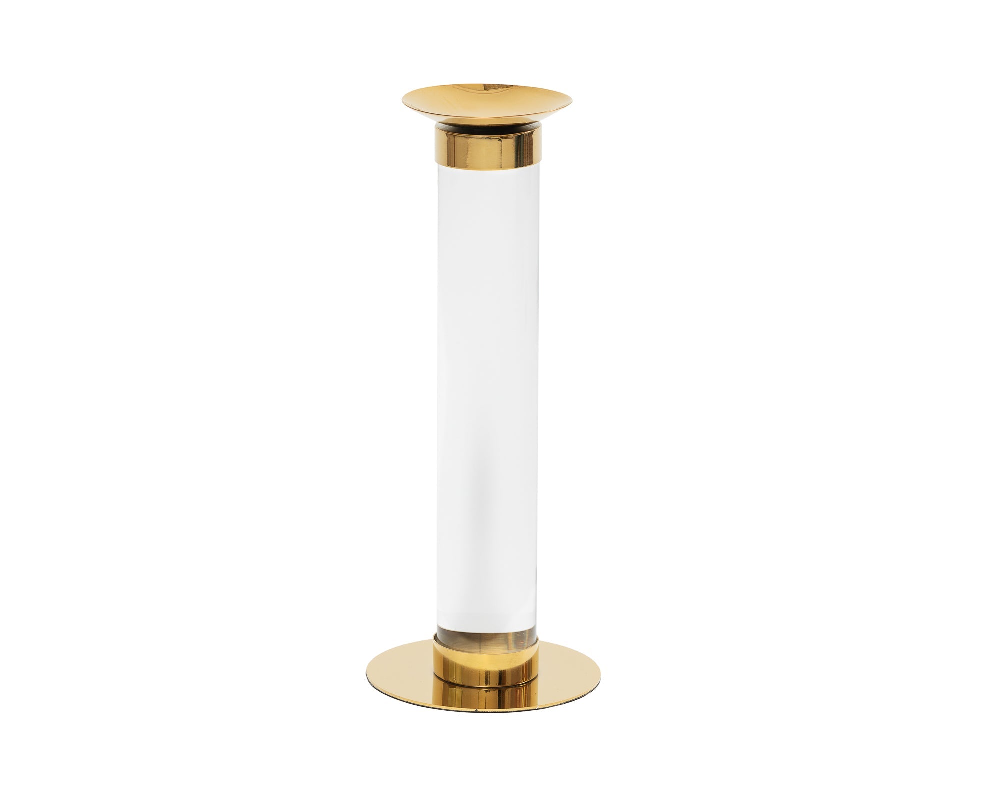 Pillar Candle Holder (Large) - Polished Brass Finish and Acrylic