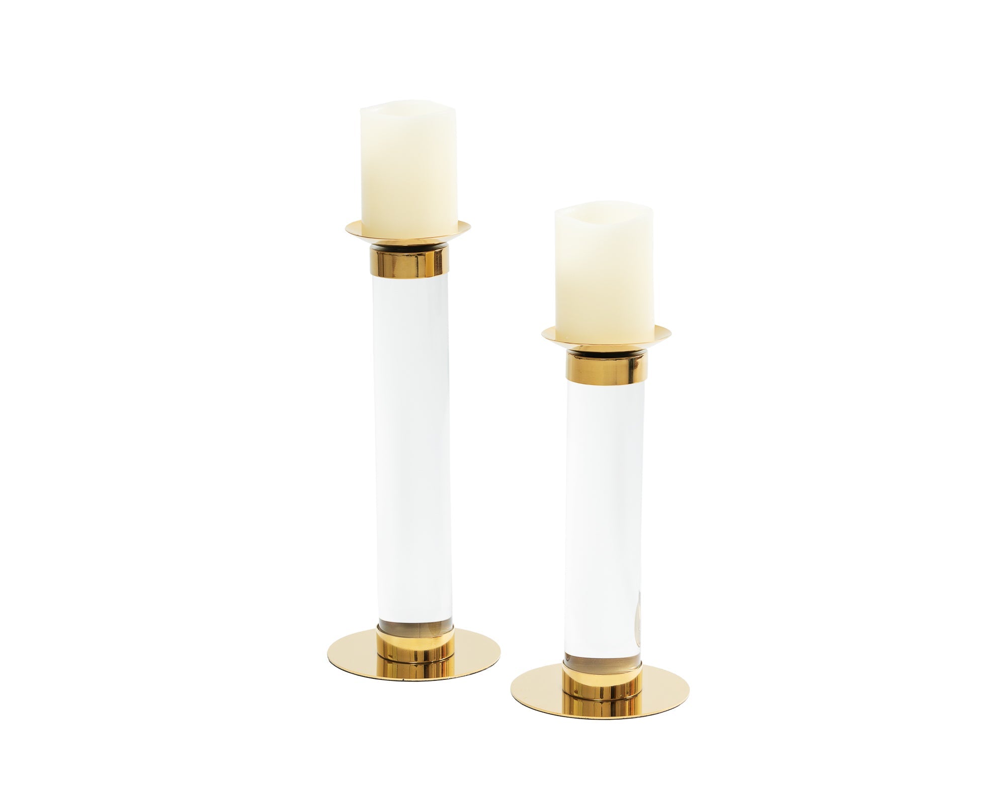 Pillar Candle Holder (Large) - Polished Brass Finish and Acrylic