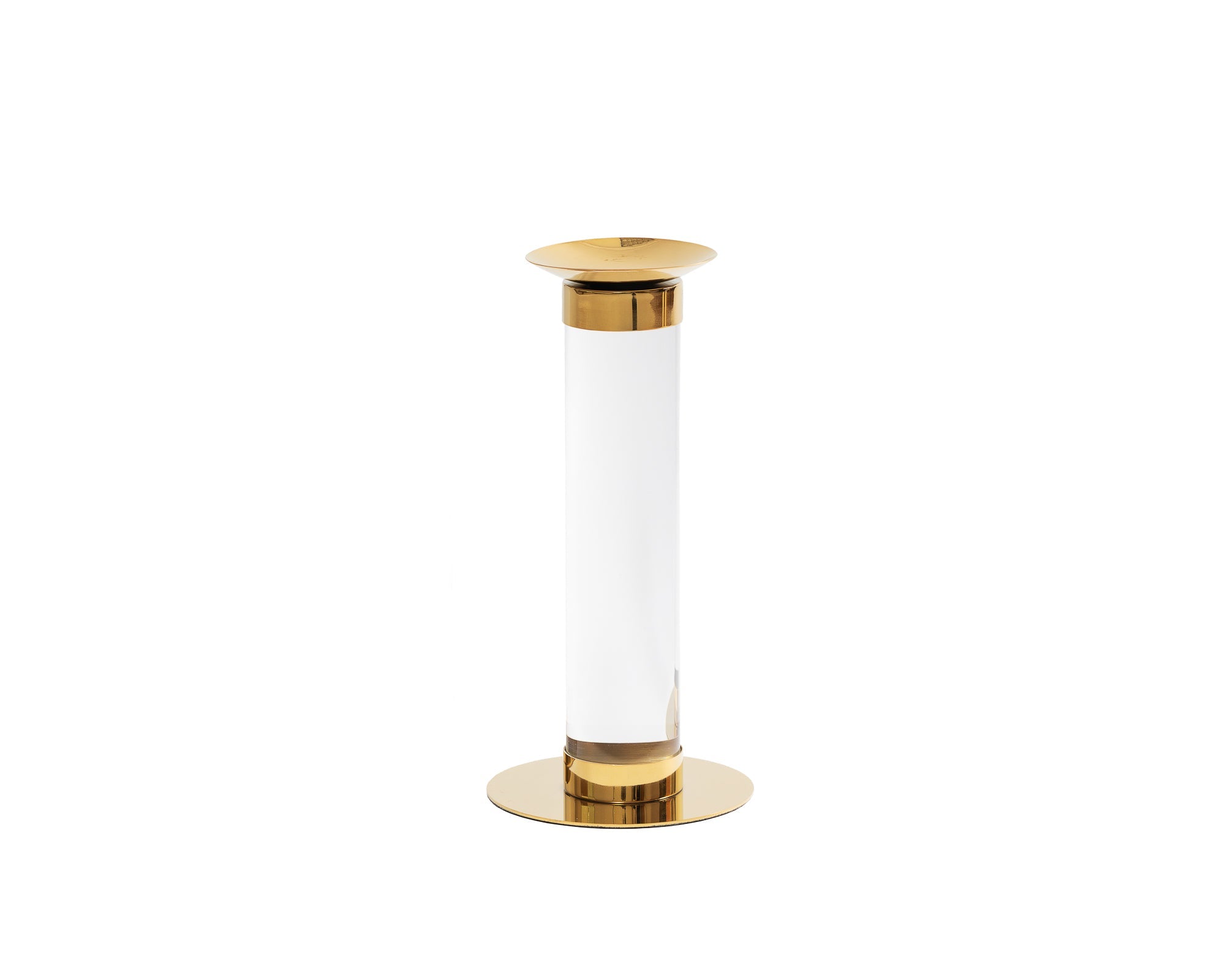Pillar Candle Holder (Small) - Polished Brass Finish and Acrylic