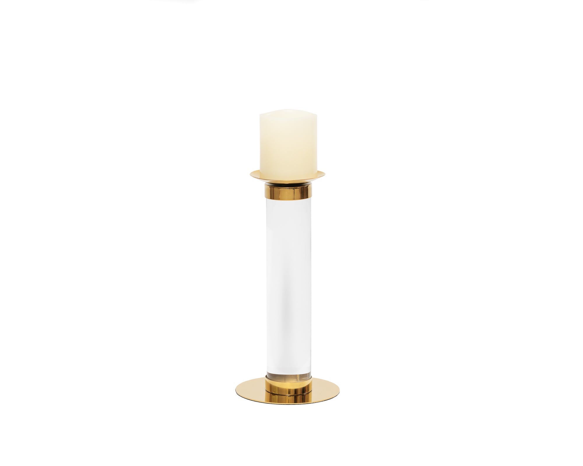 Pillar Candle Holder (Small) - Polished Brass Finish and Acrylic