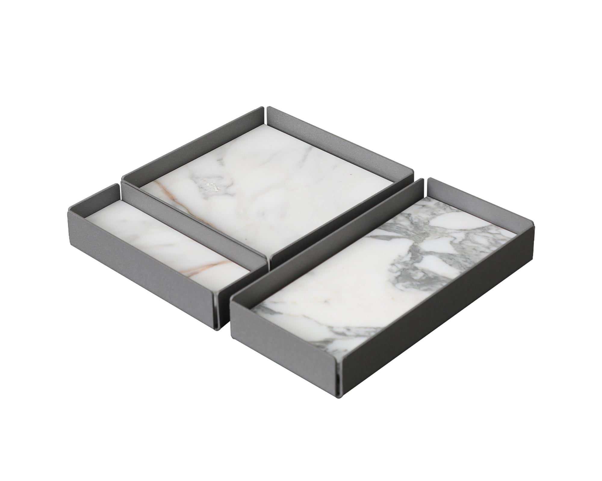 Tyne III Tray - Iron, White Marble