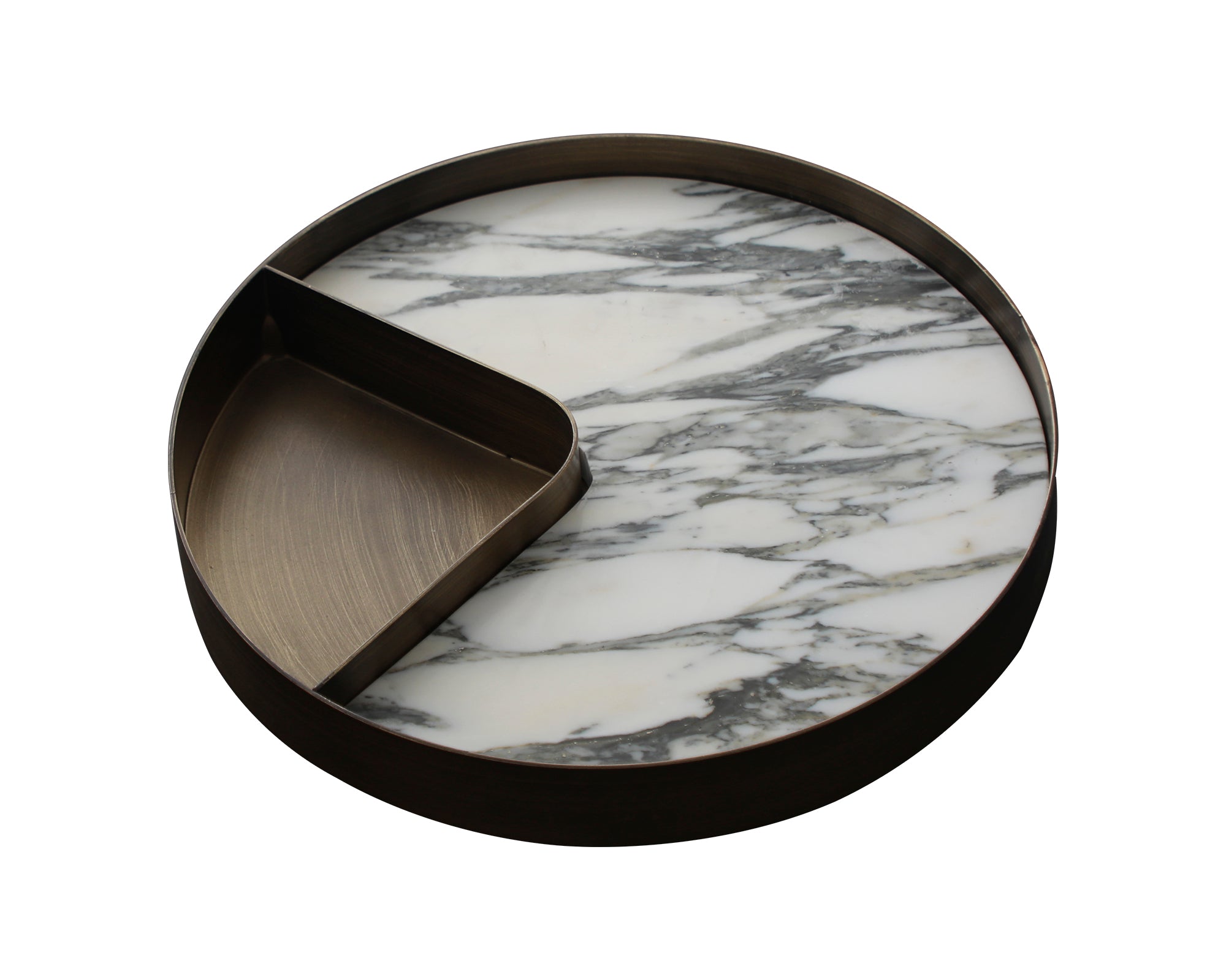 Alden Tray - White Marble/Dark Brown Iron