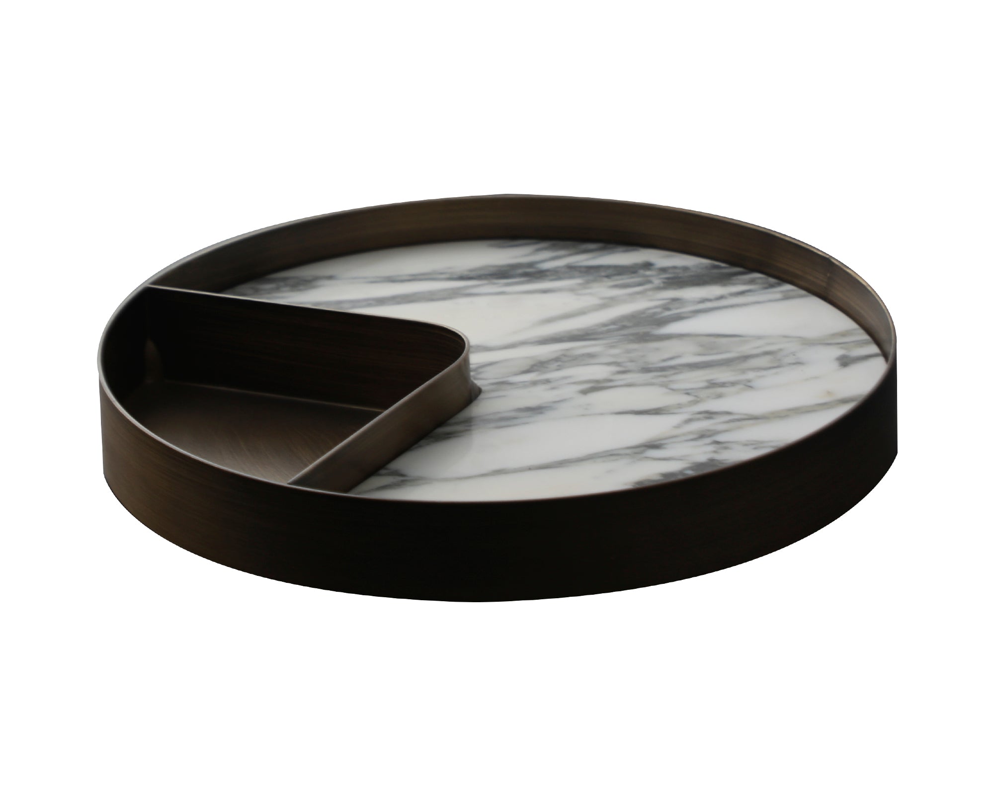 Alden Tray - White Marble/Dark Brown Iron