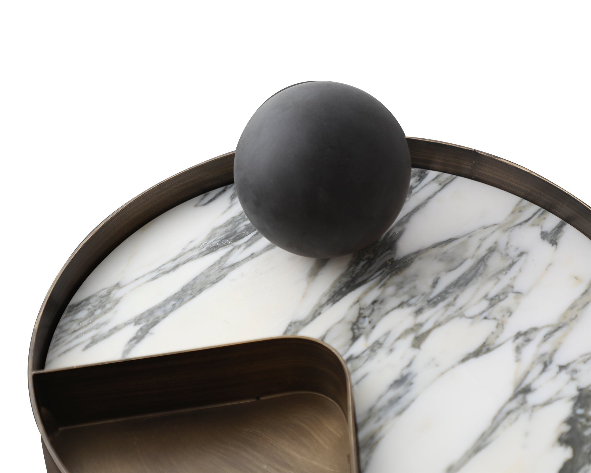 Alden Tray - White Marble/Dark Brown Iron