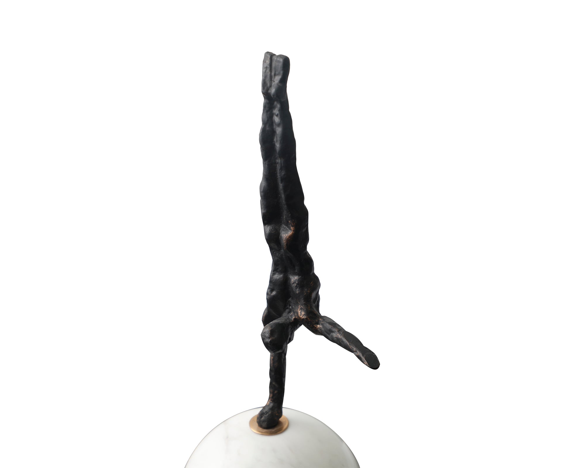 Handstand Sculpture - Dark Bronze Iron/White Marble