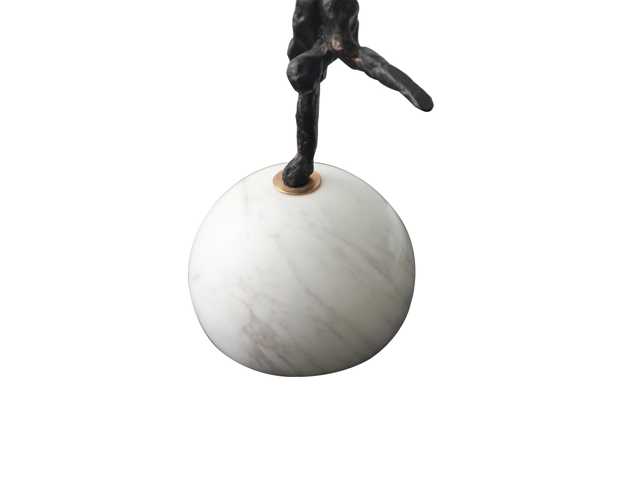 Handstand Sculpture - Dark Bronze Iron/White Marble