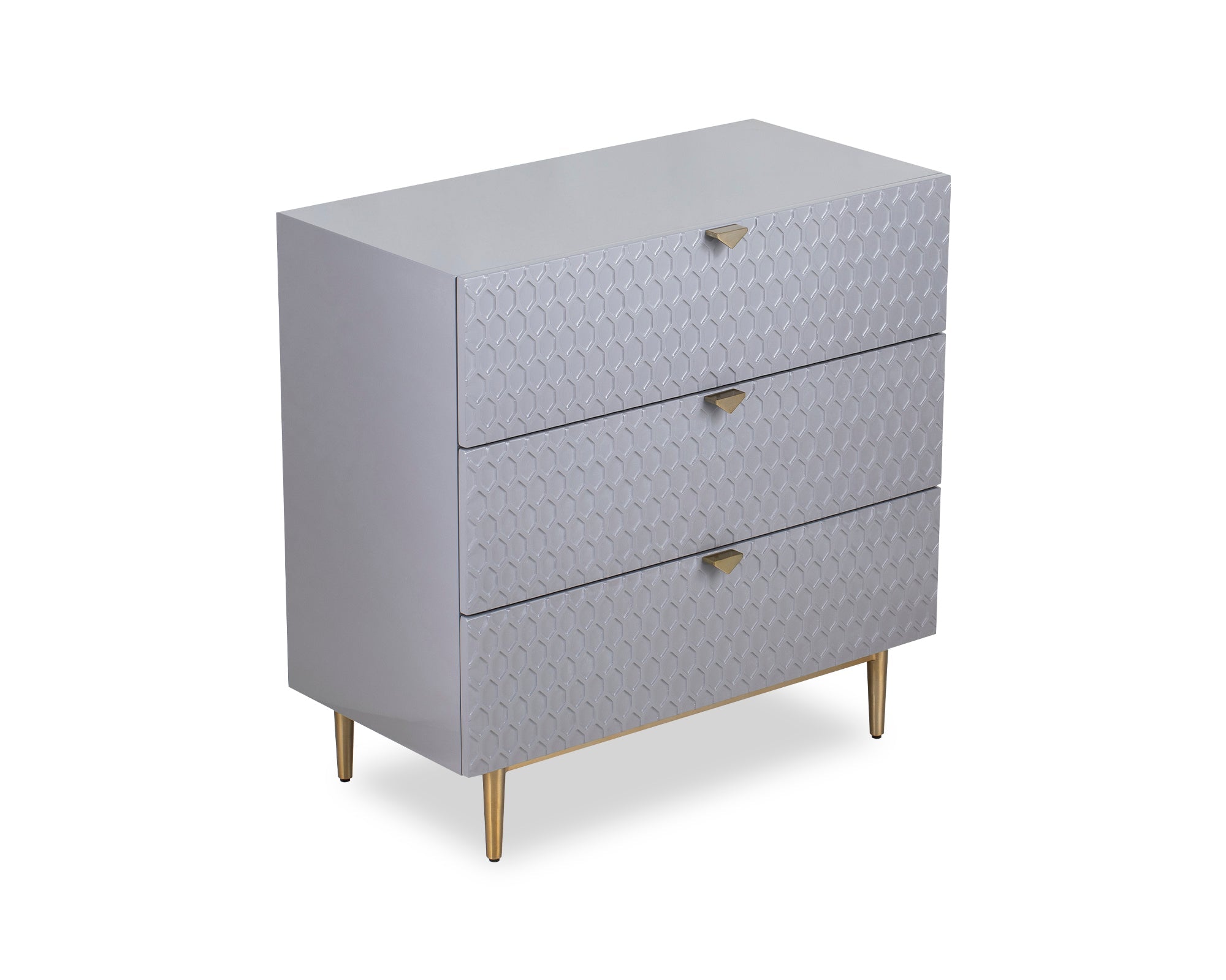 Bolero Chest Of Drawers - Grey High Gloss/Brushed Brass