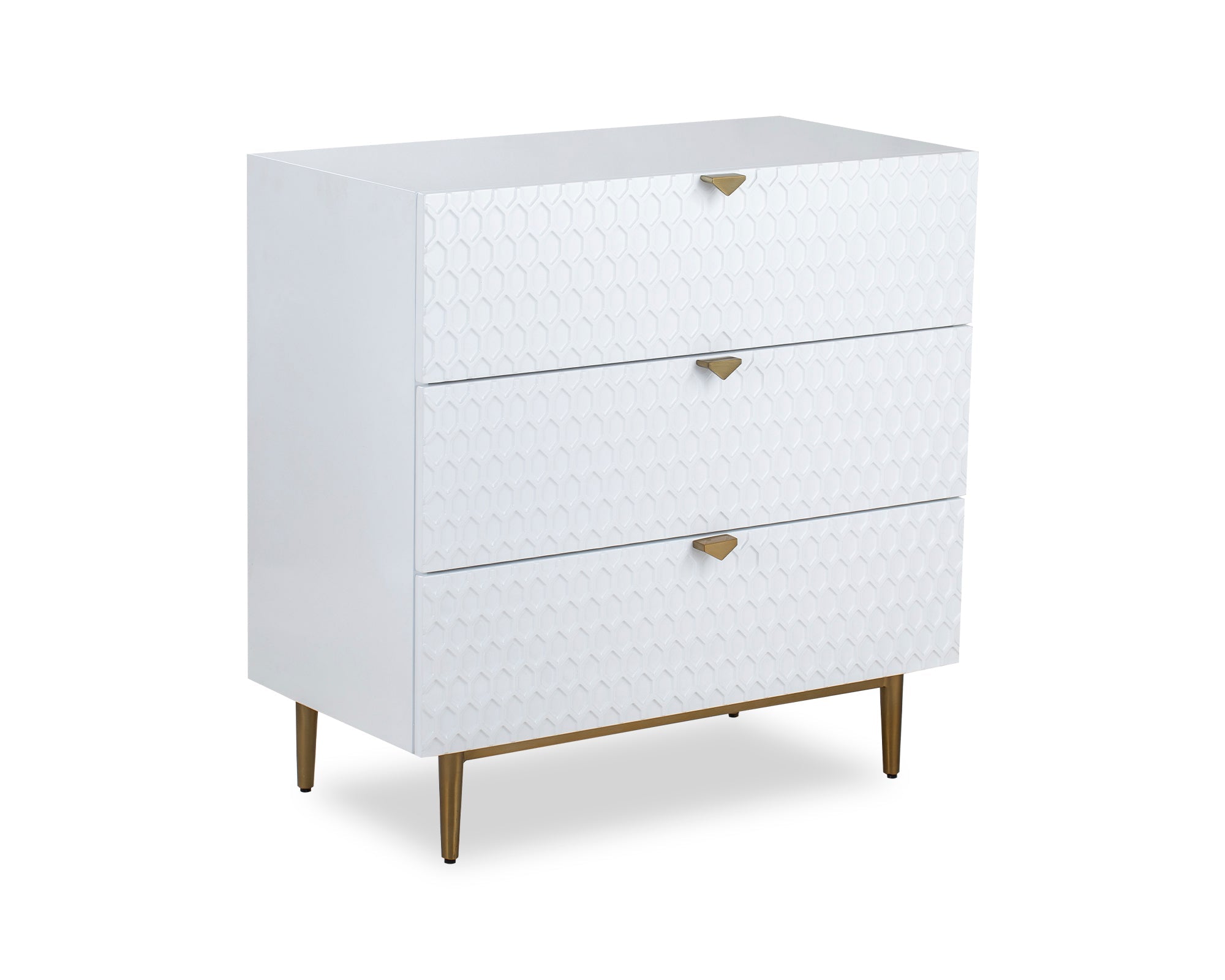 Bolero Chest Of Drawers - White High Gloss/Brushed Brass