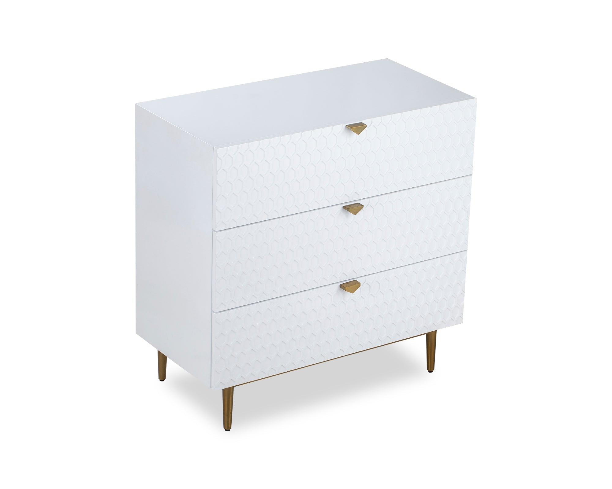 Bolero Chest Of Drawers - White High Gloss/Brushed Brass