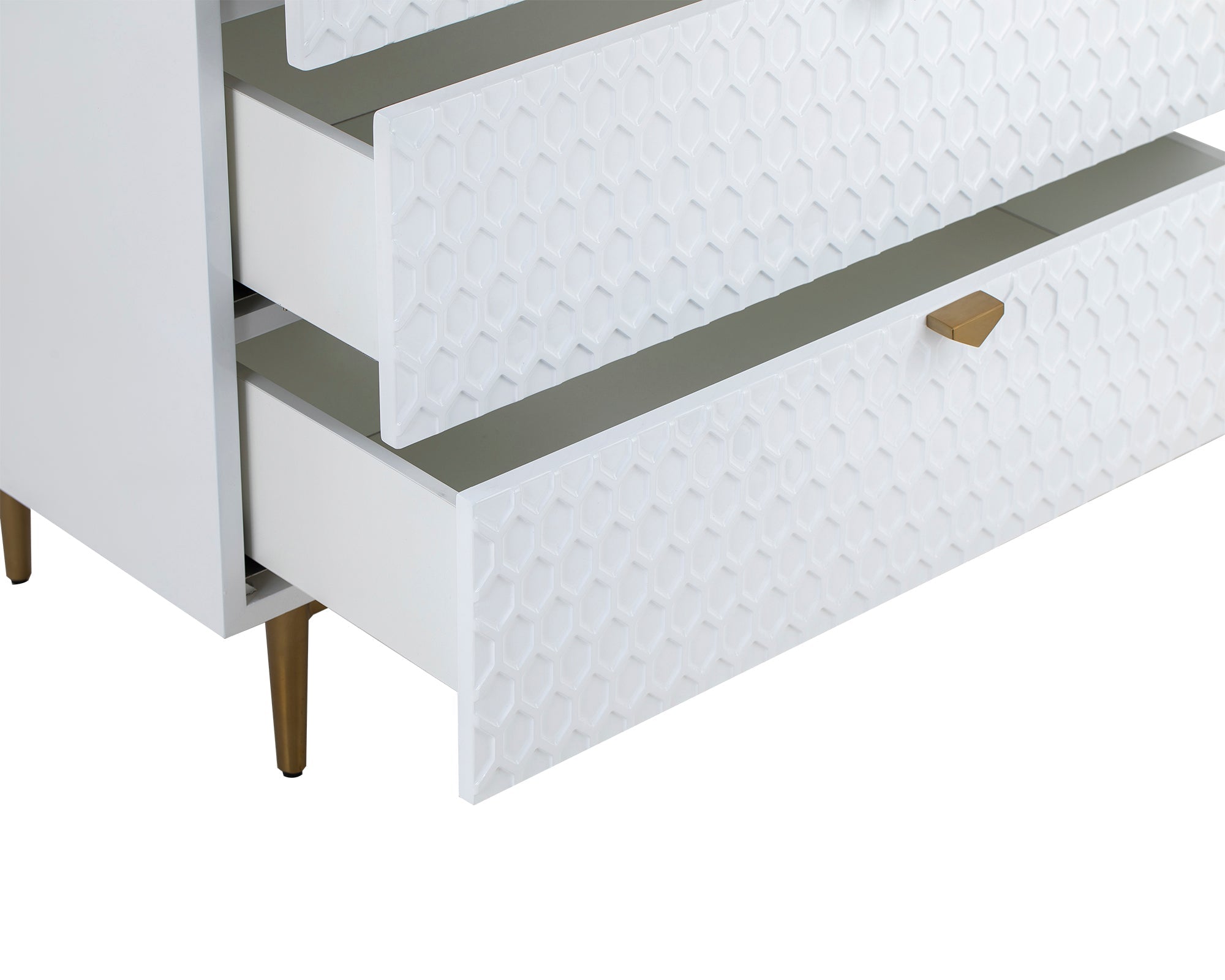 Bolero Chest Of Drawers - White High Gloss/Brushed Brass