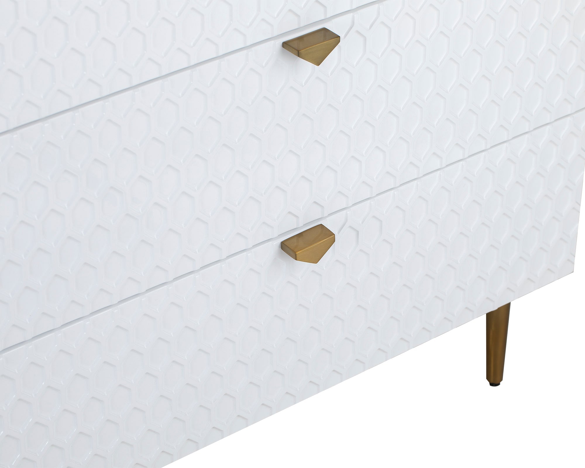 Bolero Chest Of Drawers - White High Gloss/Brushed Brass