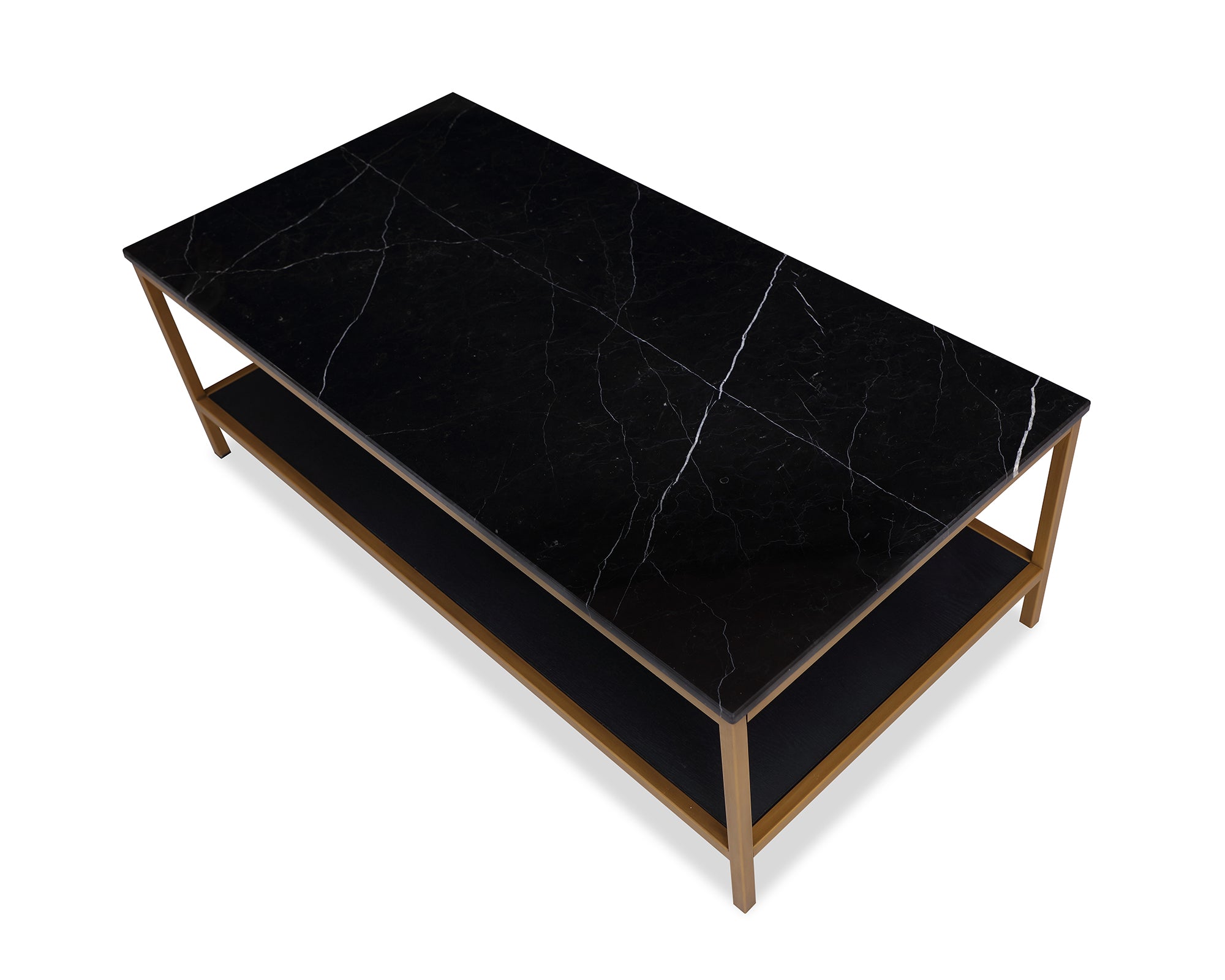 Max Coffee Table - Black Marble With White Veins/Brass Paint