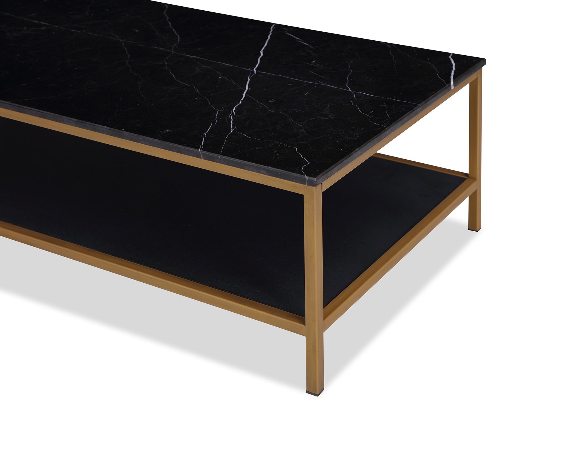 Max Coffee Table - Black Marble With White Veins/Brass Paint
