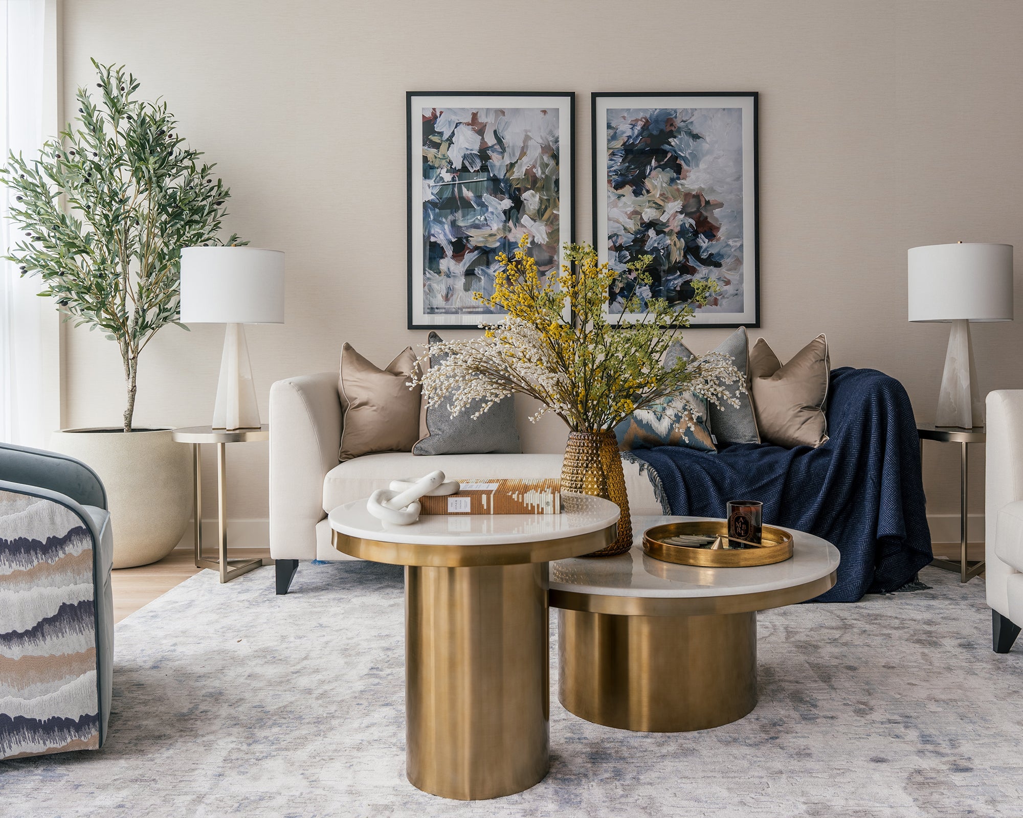 Camden Coffee Table - White Marble/Brushed Brass