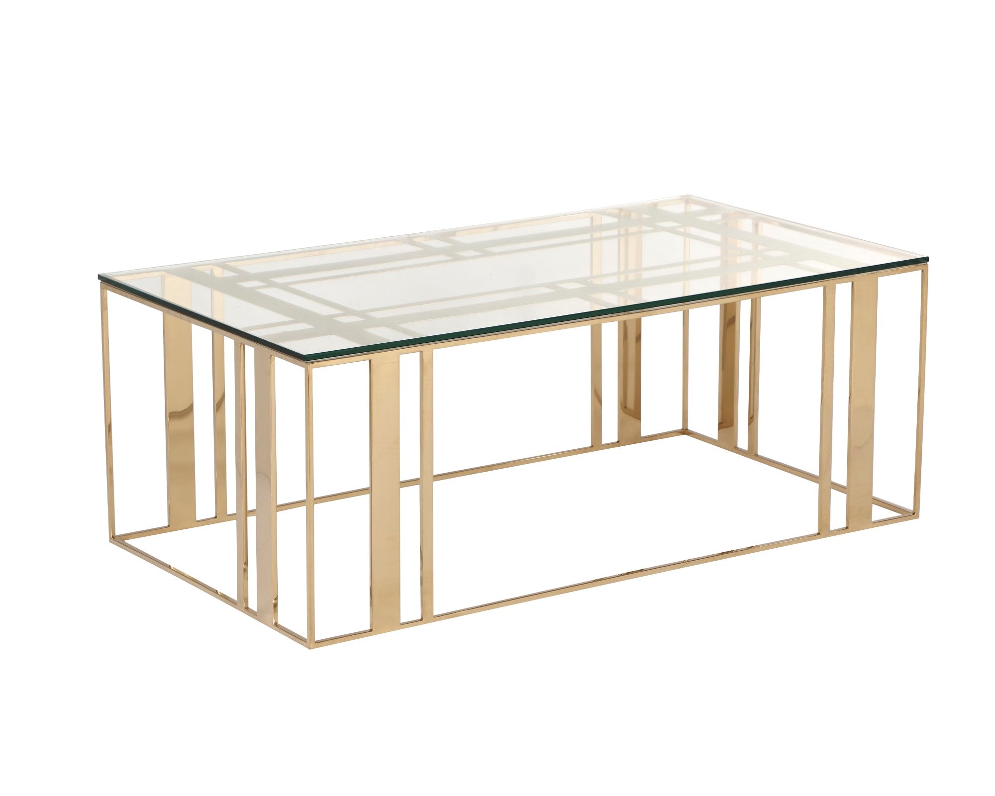 Lafayette Coffee Table - Glass/Polished Brass