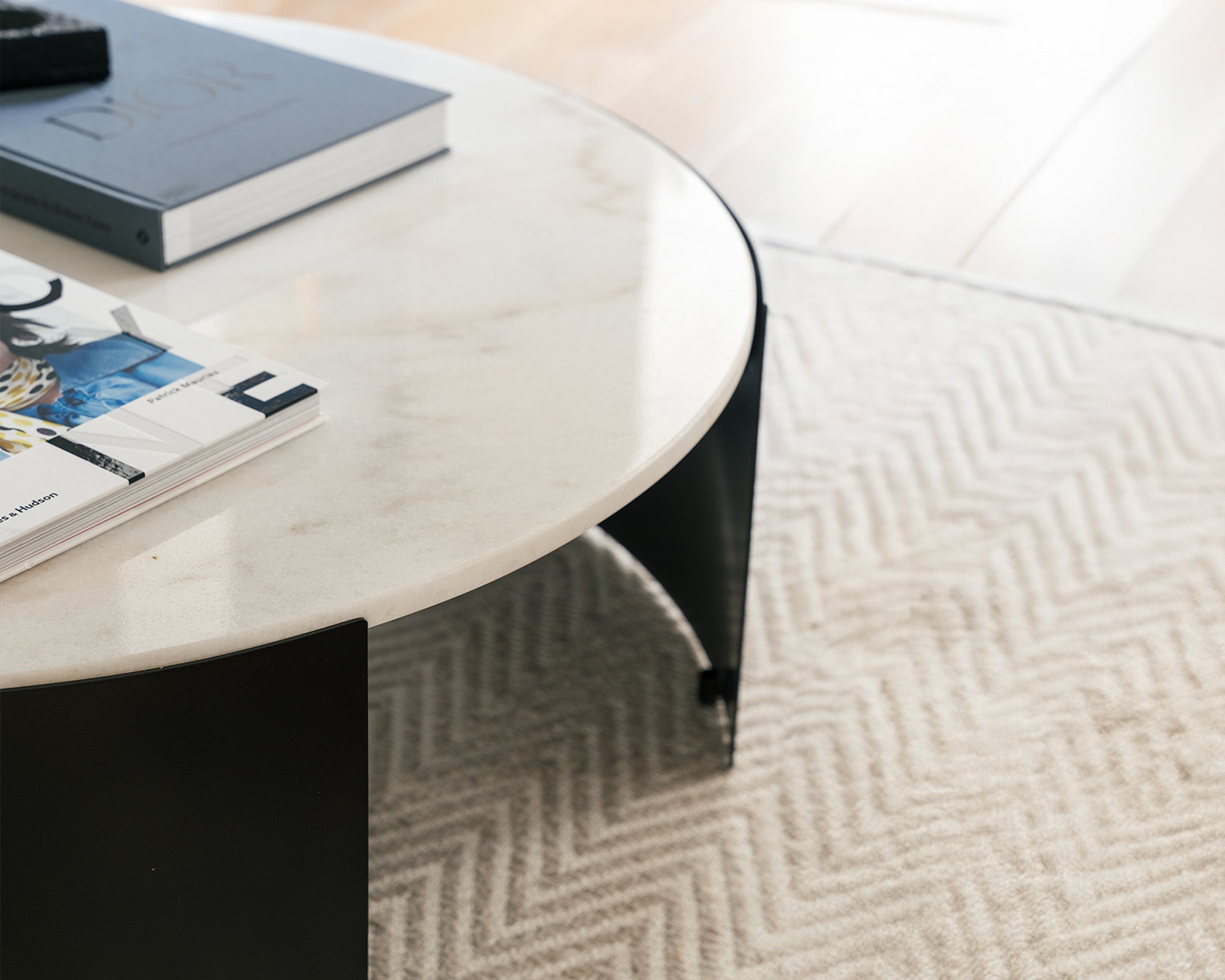 Samba Coffee Table - White Marble/Industrial Brown