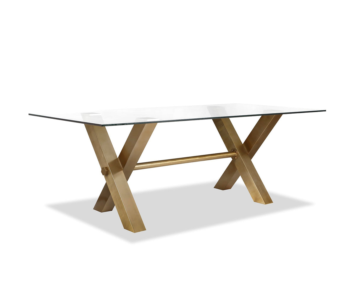 Zaha Dining Table - Clear Glass/Brushed Brass